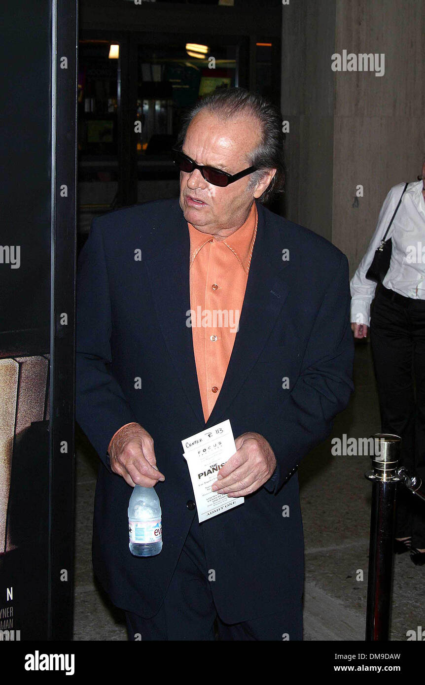 Il 4 dicembre, 2002 - Century City, CALIFORNIA, STATI UNITI D'AMERICA - Jack Nicholson ..K27605onorevole LA PREMIERE di Roman Polanski è 'Il pianista?.LOEWS CINEPLEX CENTURY PLAZA TEATRI, secolo Century City, CA.Dicembre 4, 2002. Milano RYBA/ 2002(Credit Immagine: © Globo foto/ZUMAPRESS.com) Foto Stock