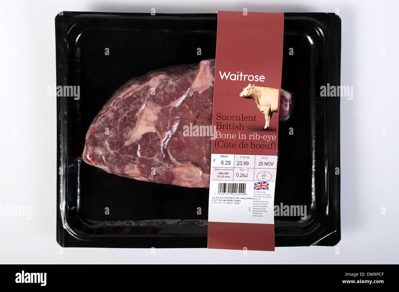 Waitrose osso nella nervatura-eye bistecca di manzo Foto Stock