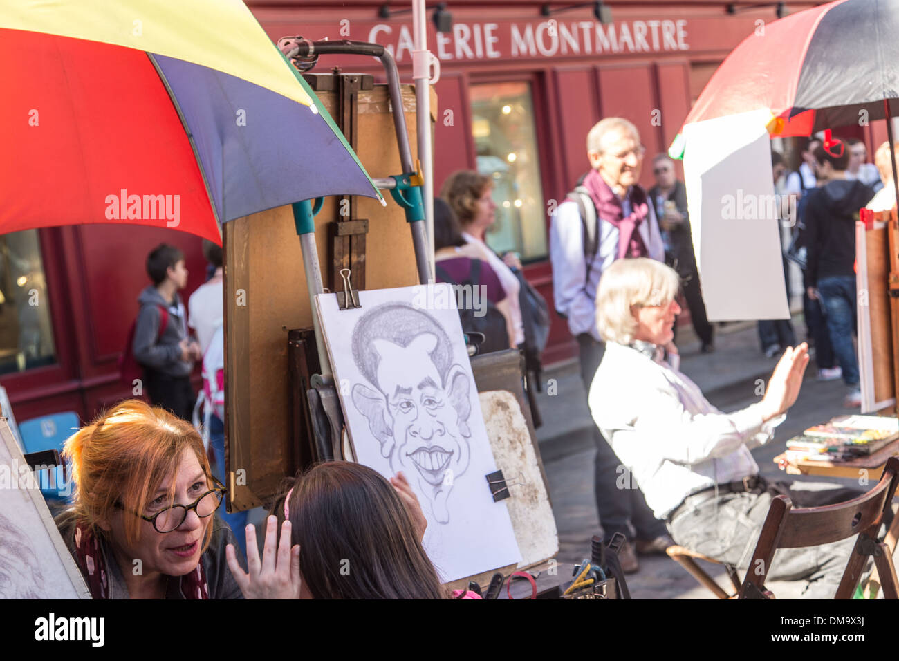 Macchiettisti, Place du Tertre, BUTTE MONTMARTRE, 18esimo arrondissement, Parigi, Francia Foto Stock