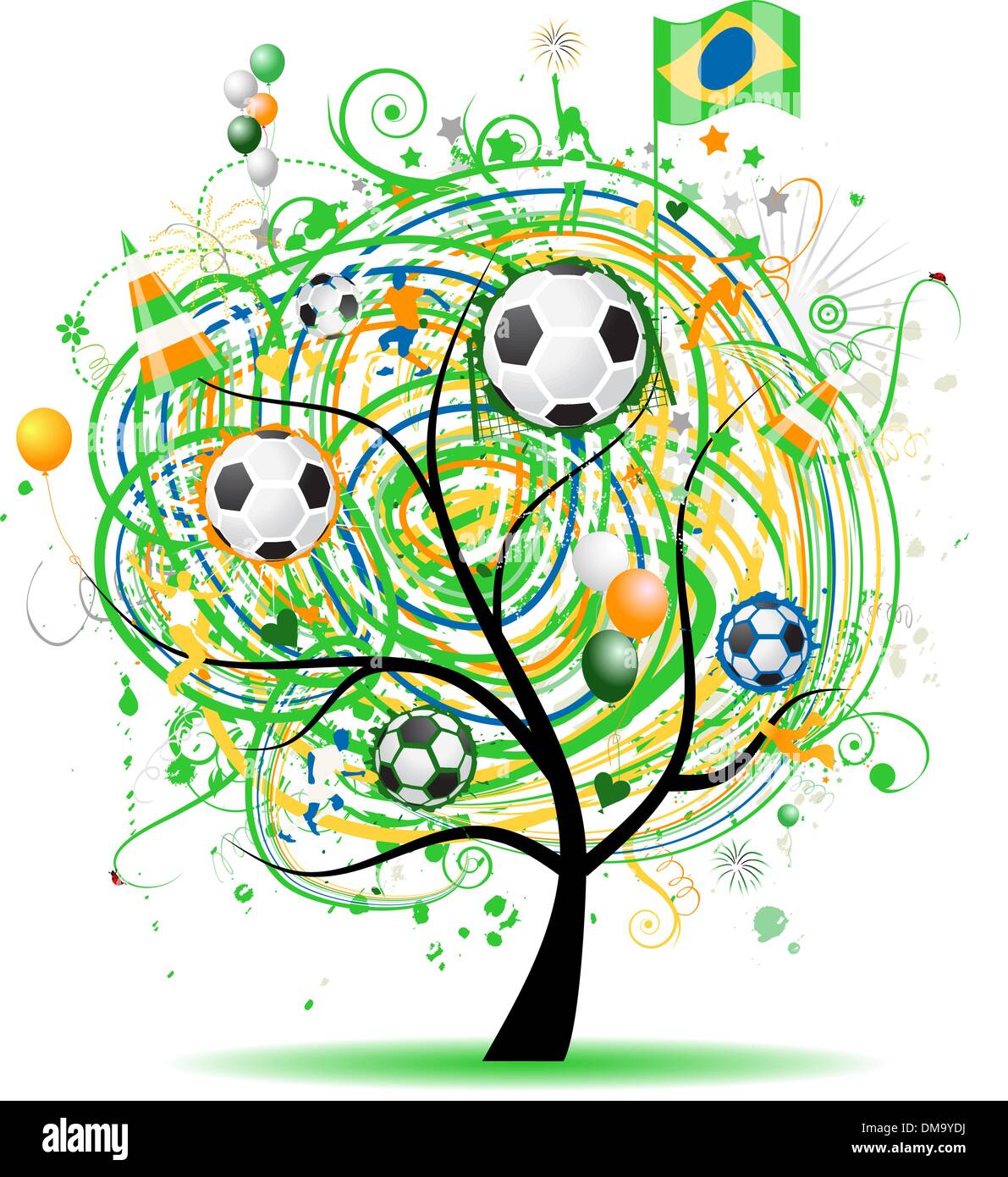 Struttura di calcio design, bandiera brasiliana Illustrazione Vettoriale