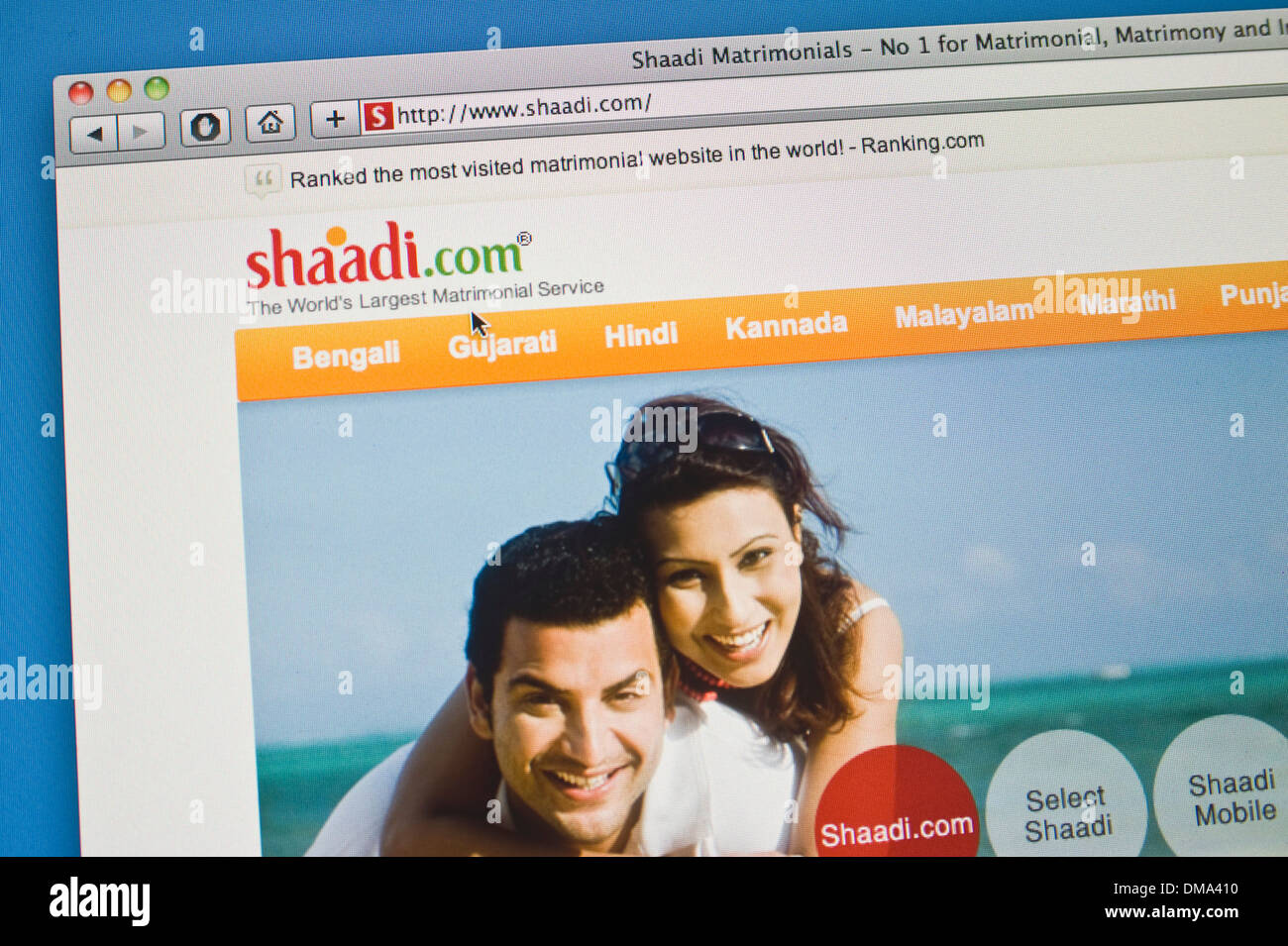 Shaadi online dating website Foto Stock