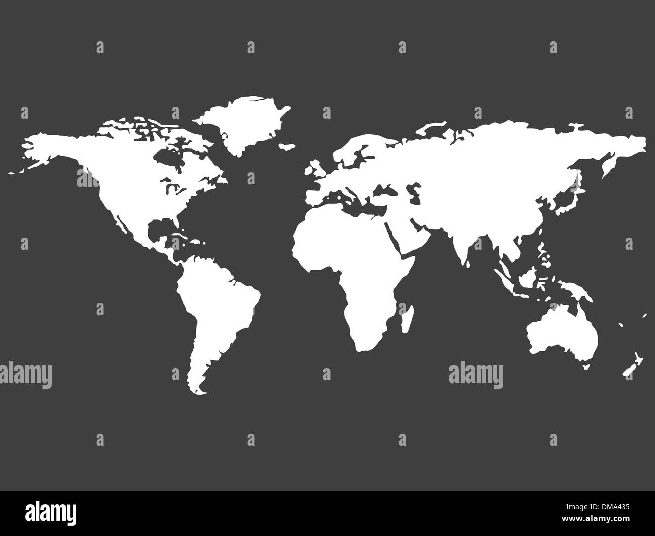 White mappa Mondo isolato su sfondo grigio Illustrazione Vettoriale
