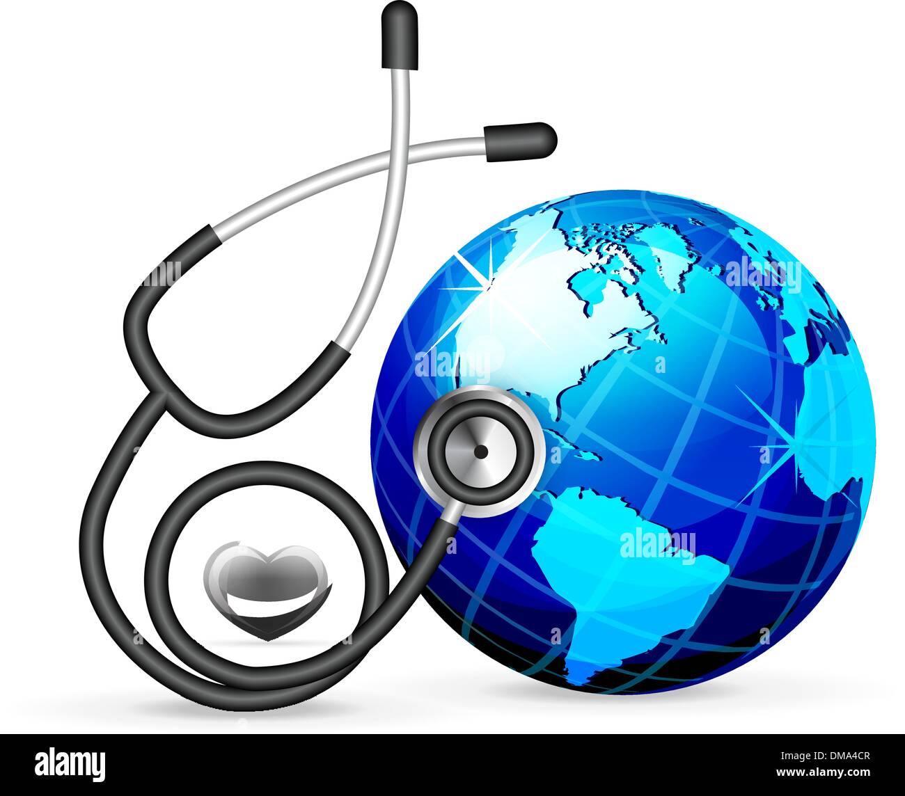 Lo stetoscopio e terra blu Illustrazione Vettoriale