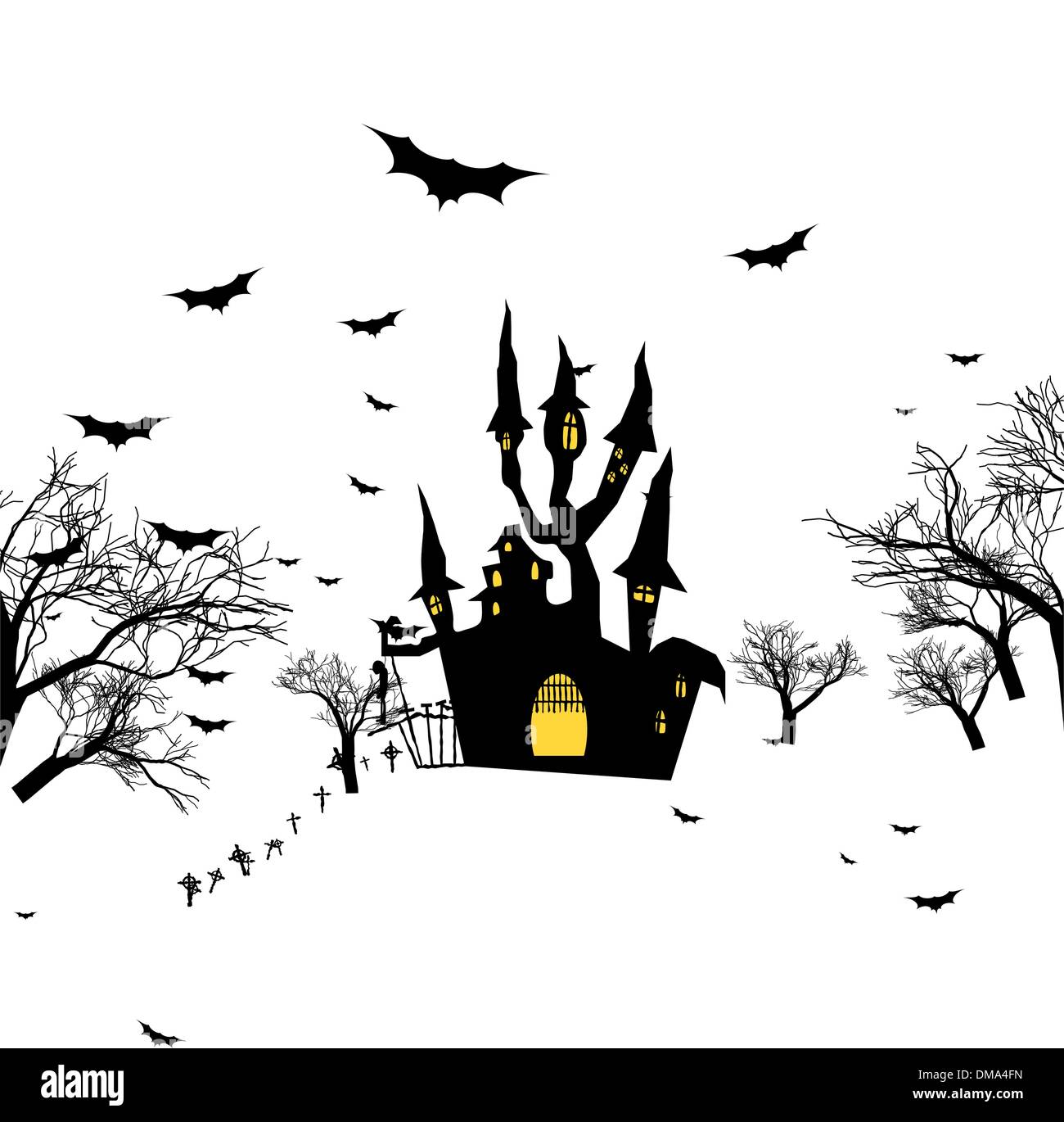 Vector Haunted House su un cimitero hill. EPS 8 Illustrazione Vettoriale