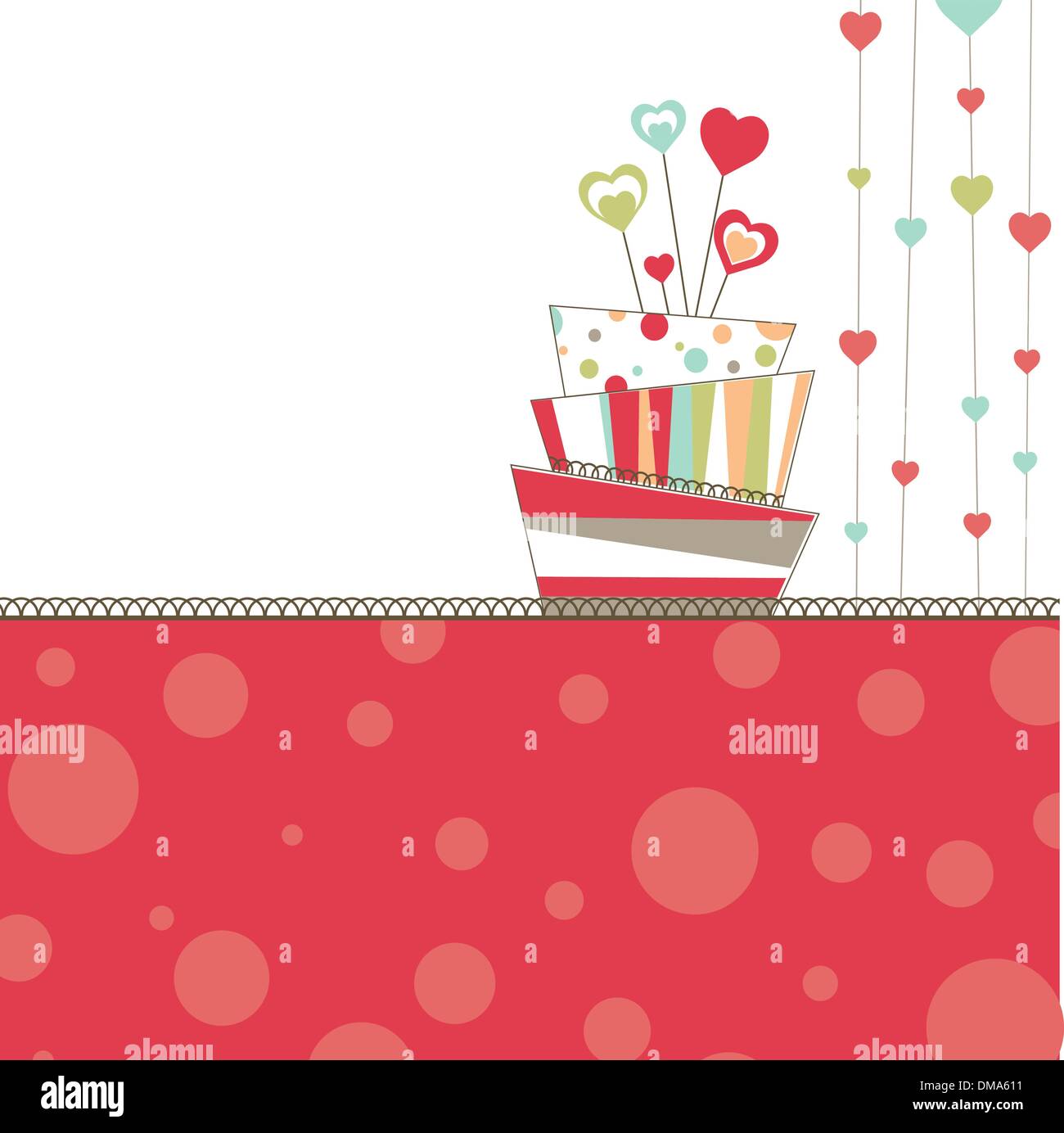 San Valentino con sfondo torta Illustrazione Vettoriale