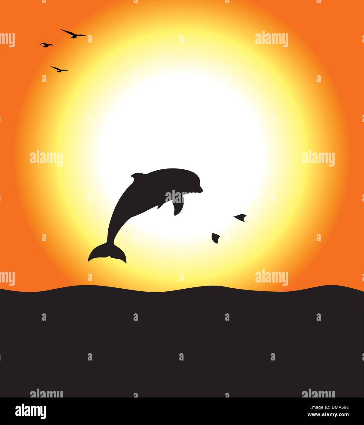 I delfini al tramonto Illustrazione Vettoriale