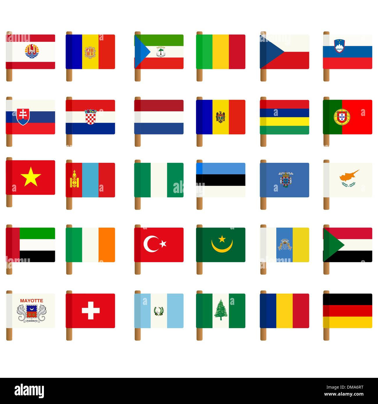 Mondo flag set di icone 1 Illustrazione Vettoriale