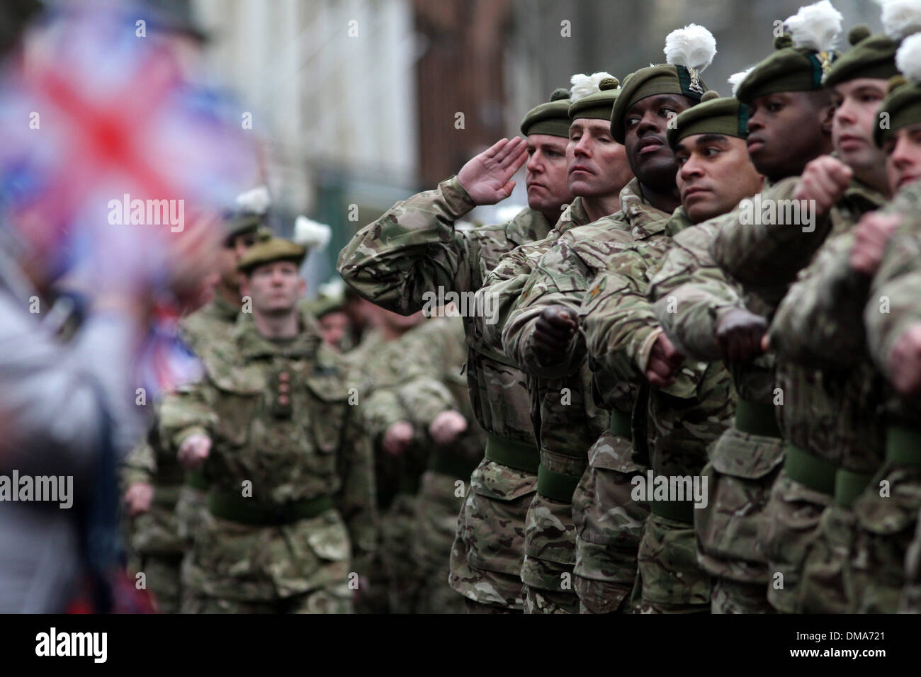 Secondo battaglione del reggimento reale di Scozia (2 SCOTS) contrassegnare la loro recente ritorno dall' Afghanistan Foto Stock