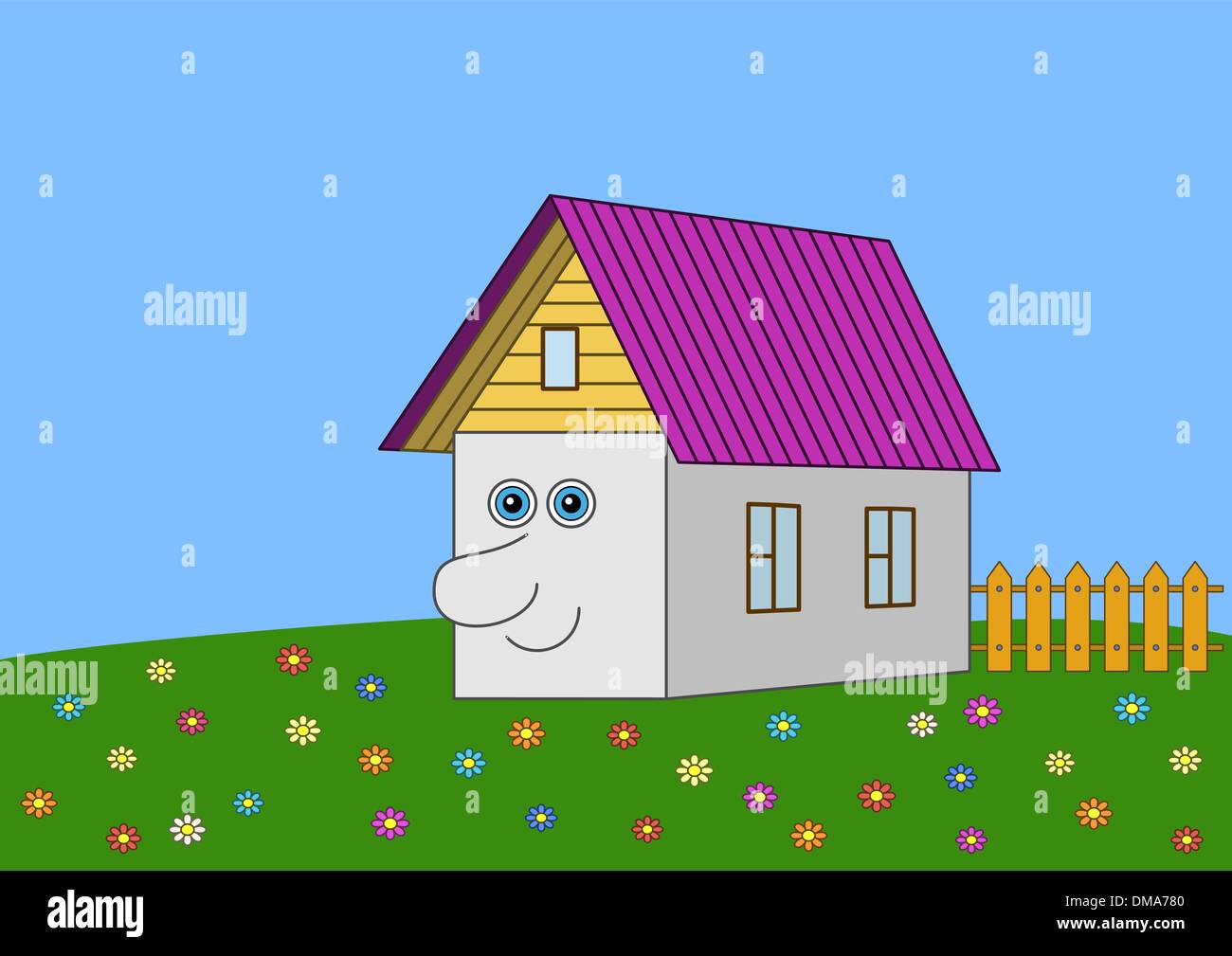 La casa con un volto umano Illustrazione Vettoriale