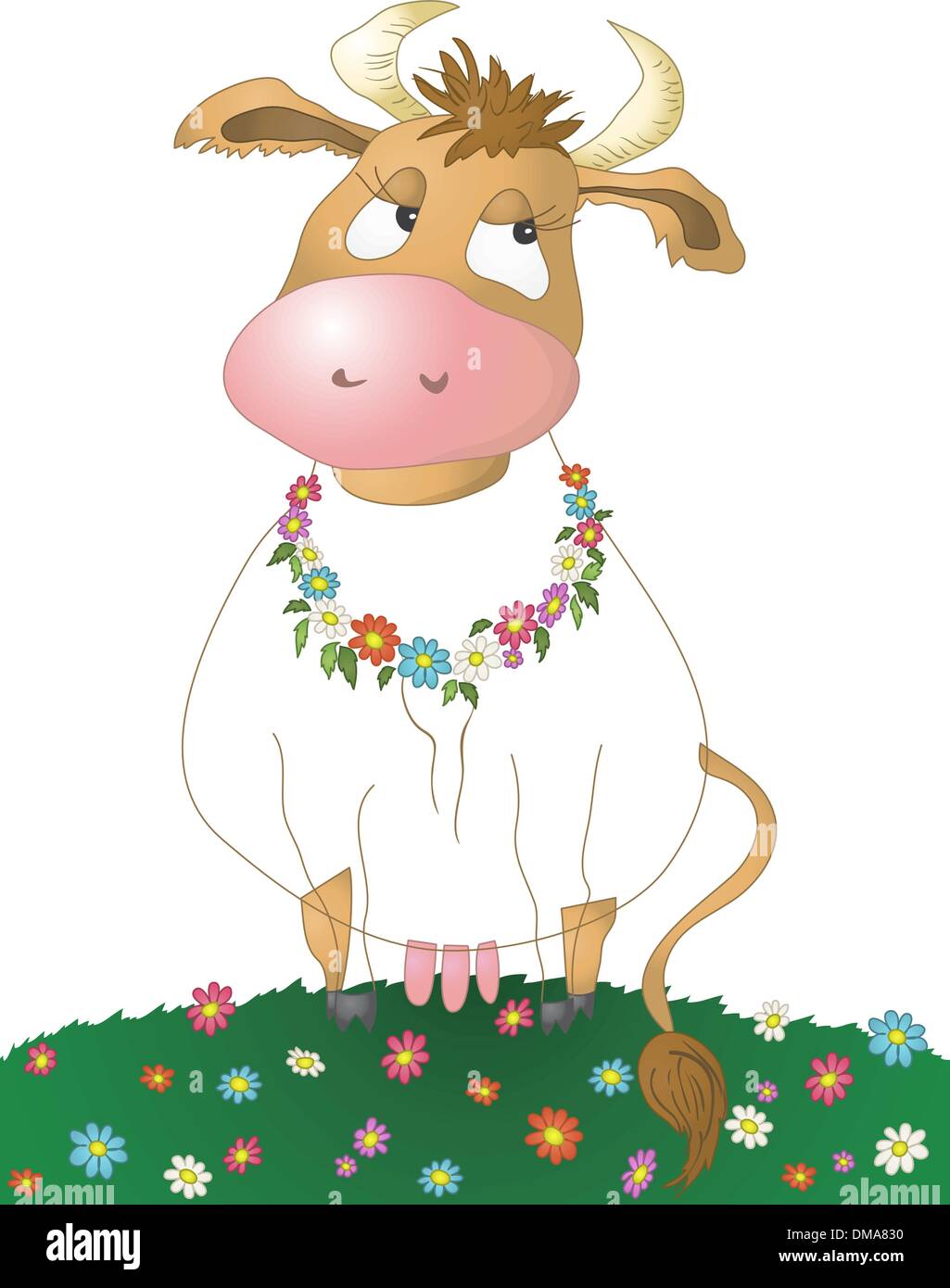 Bella pensieroso mucca Illustrazione Vettoriale