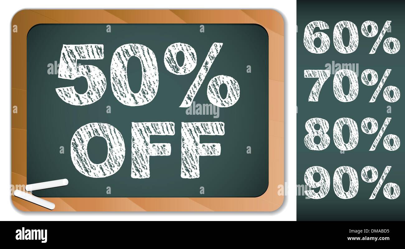 Le percentuali di vendita sulla lavagna con gesso. Le altre percentuali in Illustrazione Vettoriale