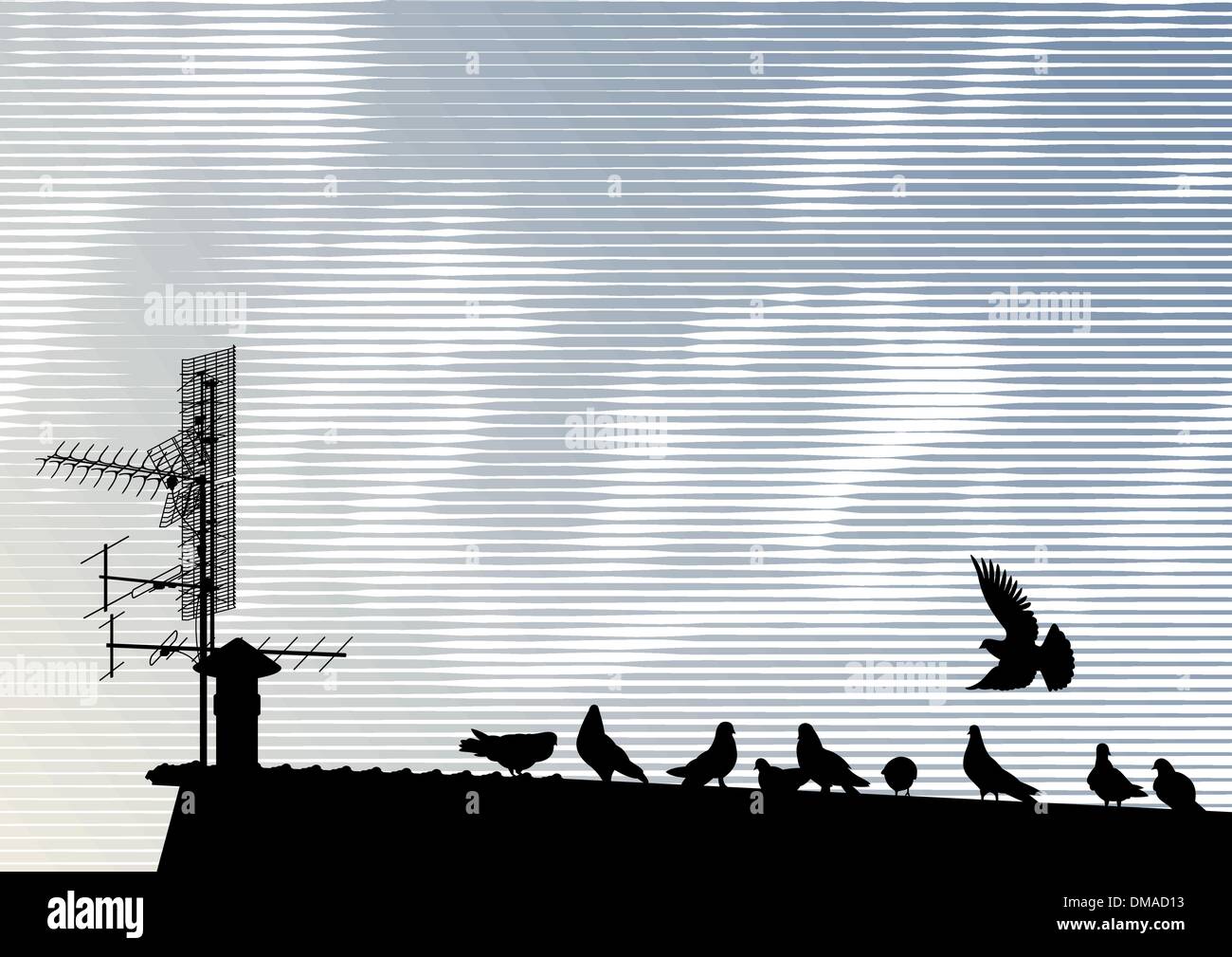 I piccioni sul tetto Illustrazione Vettoriale