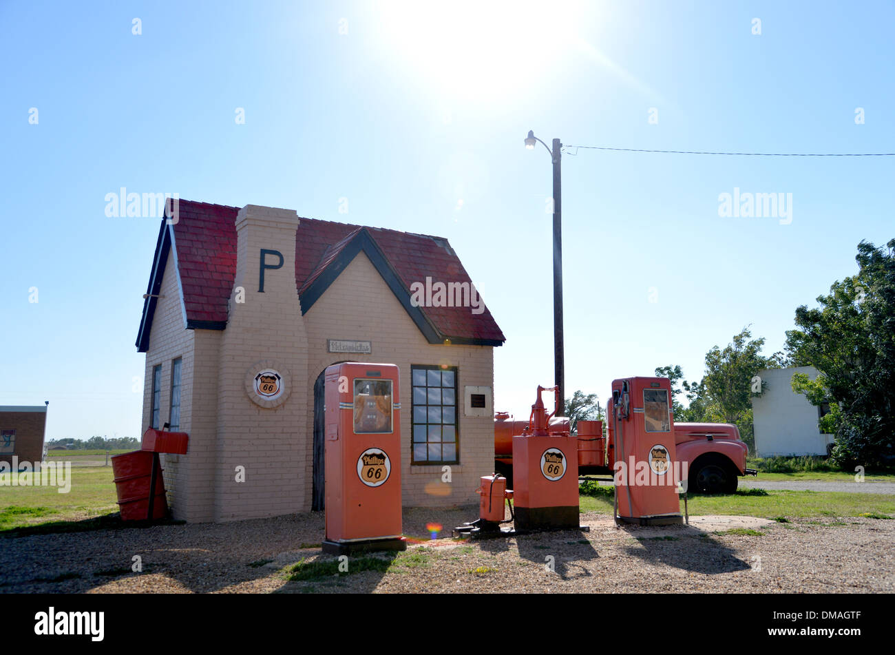 Phillips 66 gas station McLean, Texas sulla vecchia strada 66 Foto Stock