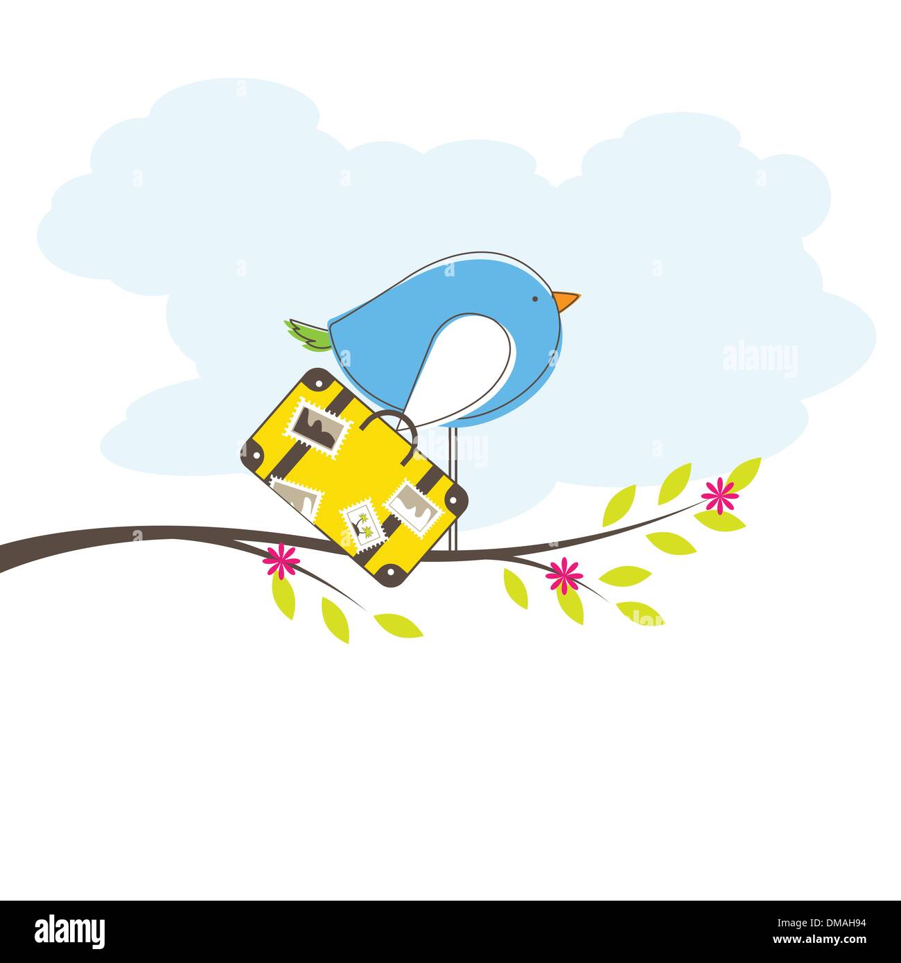 Uccello sull albero. Illuatration vettore Illustrazione Vettoriale