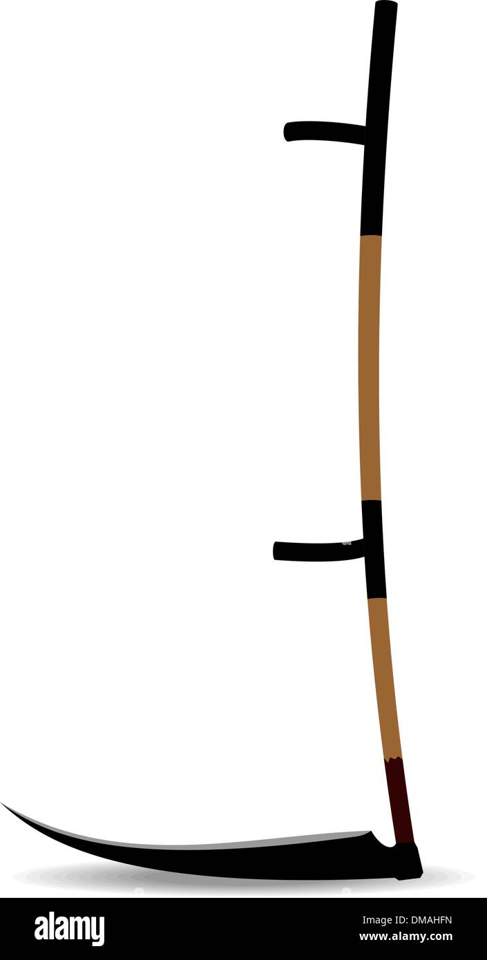 Illustrazione realistica la falciatrice a mano o falce Illustrazione Vettoriale