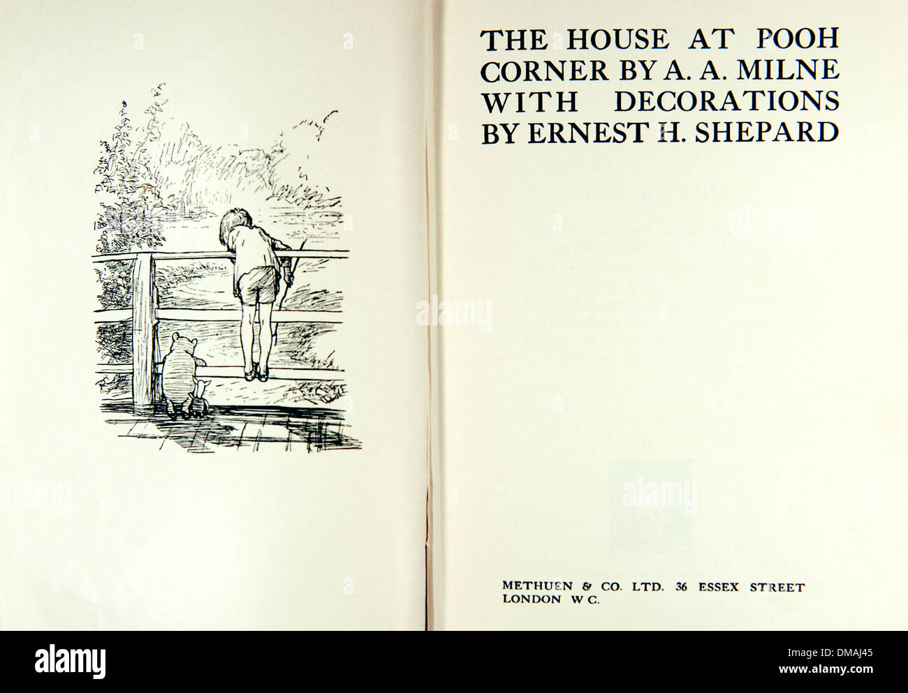 La casa di Pooh Corner vecchio libro illustrativo storico documento di archiviazione Foto Stock