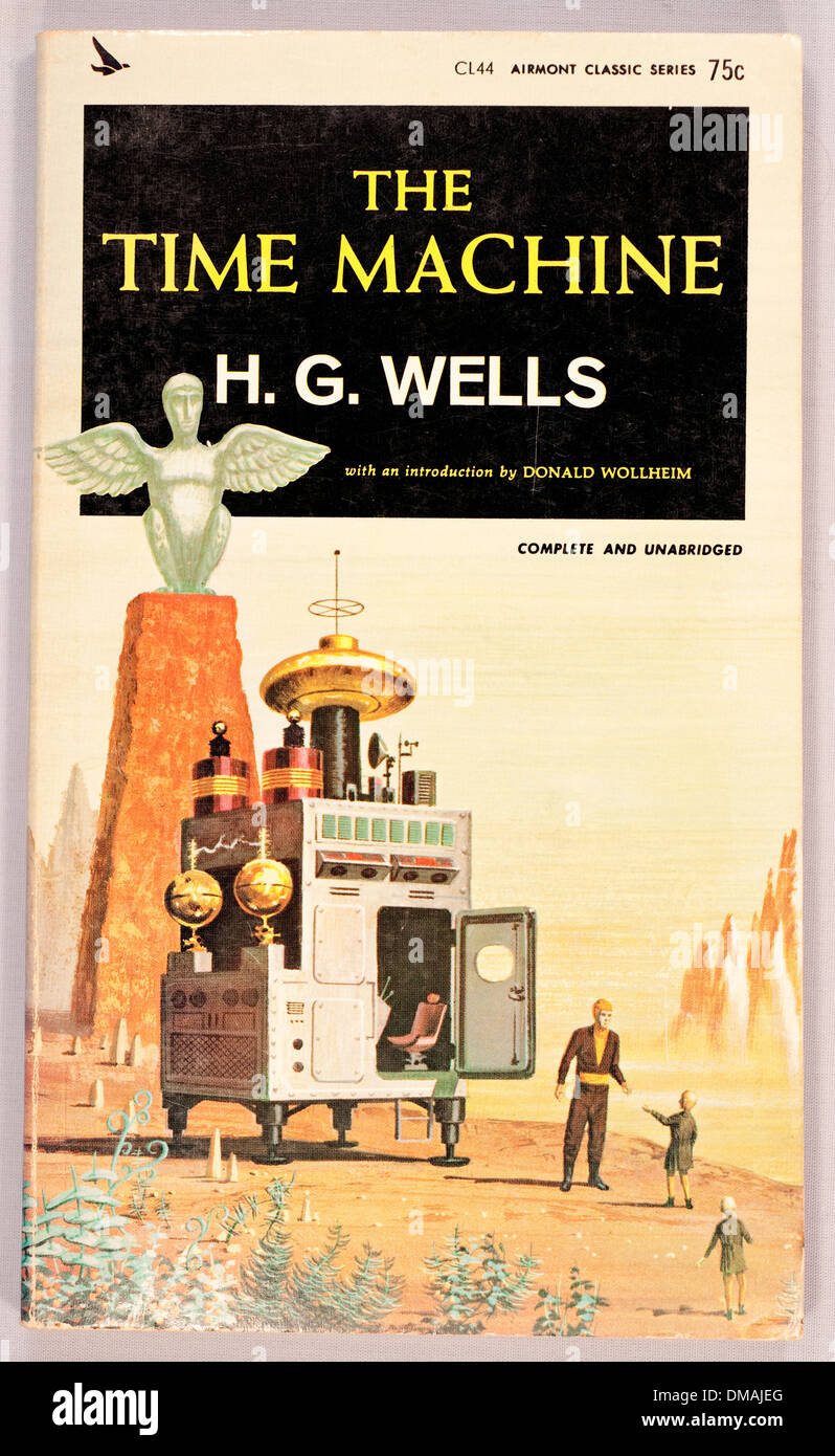 Vecchio libro la macchina del tempo di H G Wells illustrazione