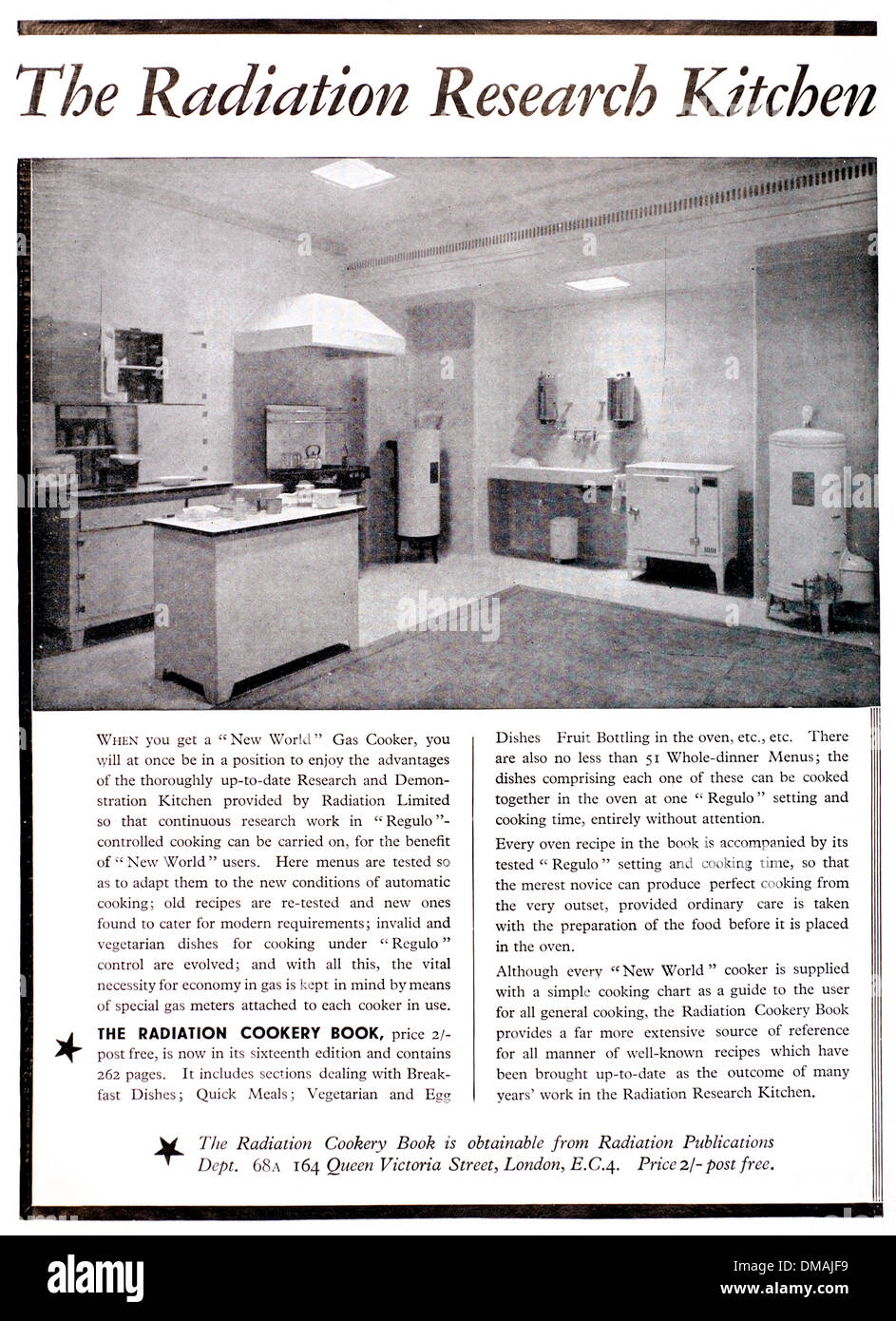 La radiazione di ricerca Vintage Cucina annuncio storico documento di archiviazione Foto Stock