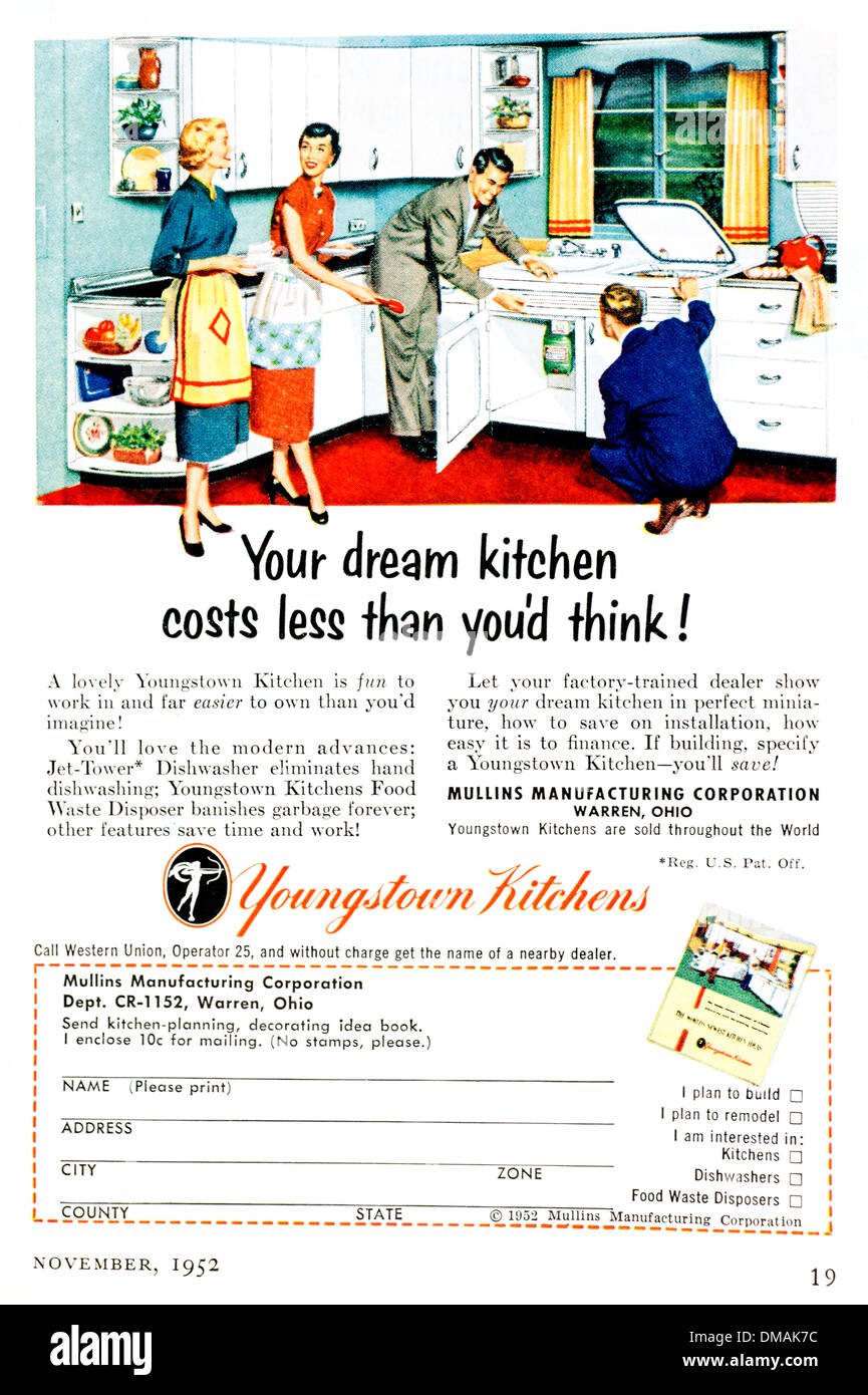 Annuncio Vintage Youngstown cucine storico documento di archiviazione Foto Stock