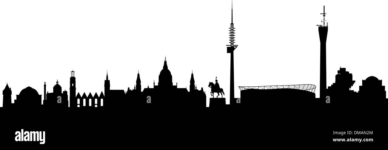 Hannover Silhouette astratto nero Illustrazione Vettoriale