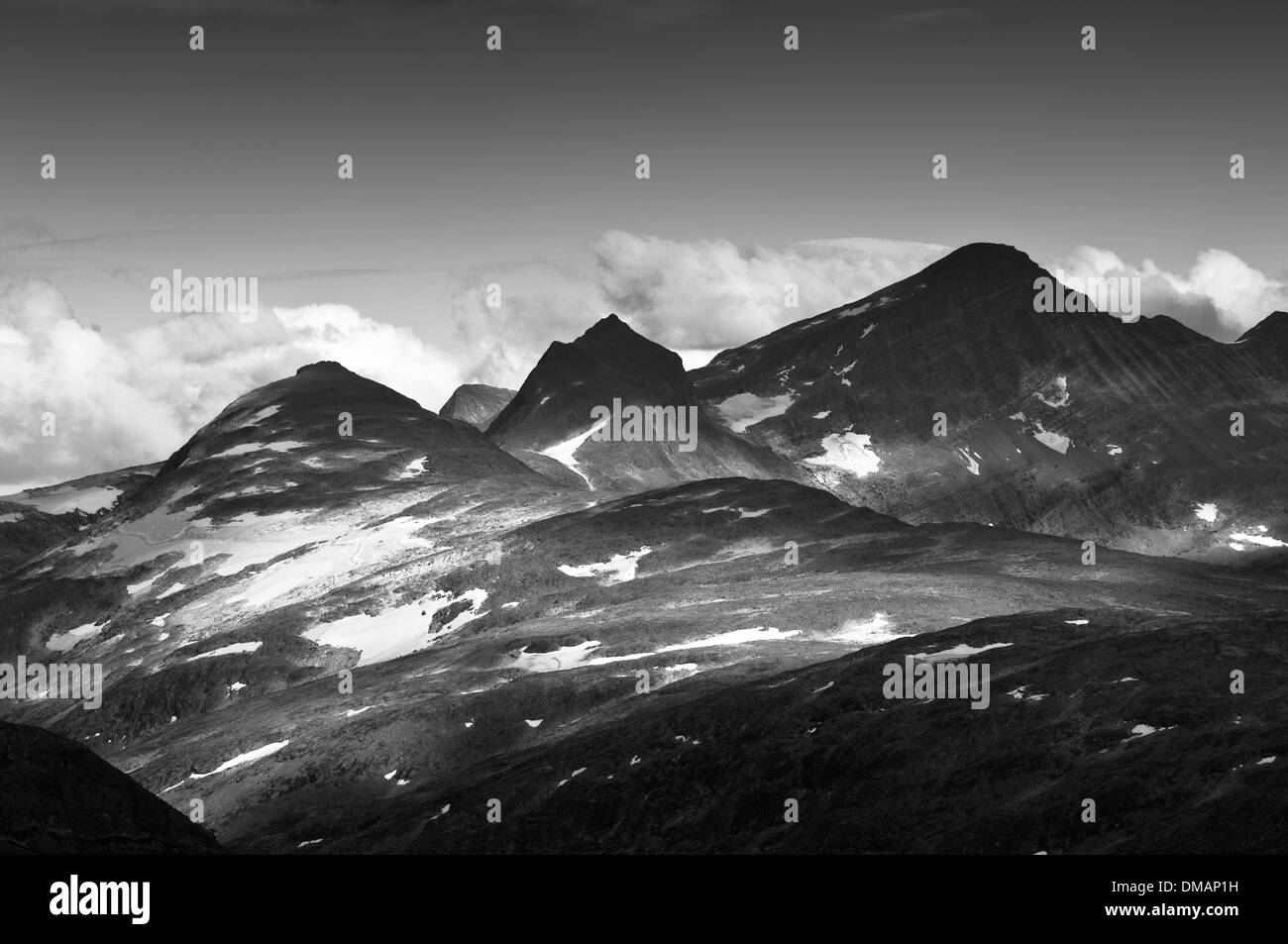 La gamma della montagna di sera sun, parco nazionale di Jotunheimen, Norvegia Foto Stock