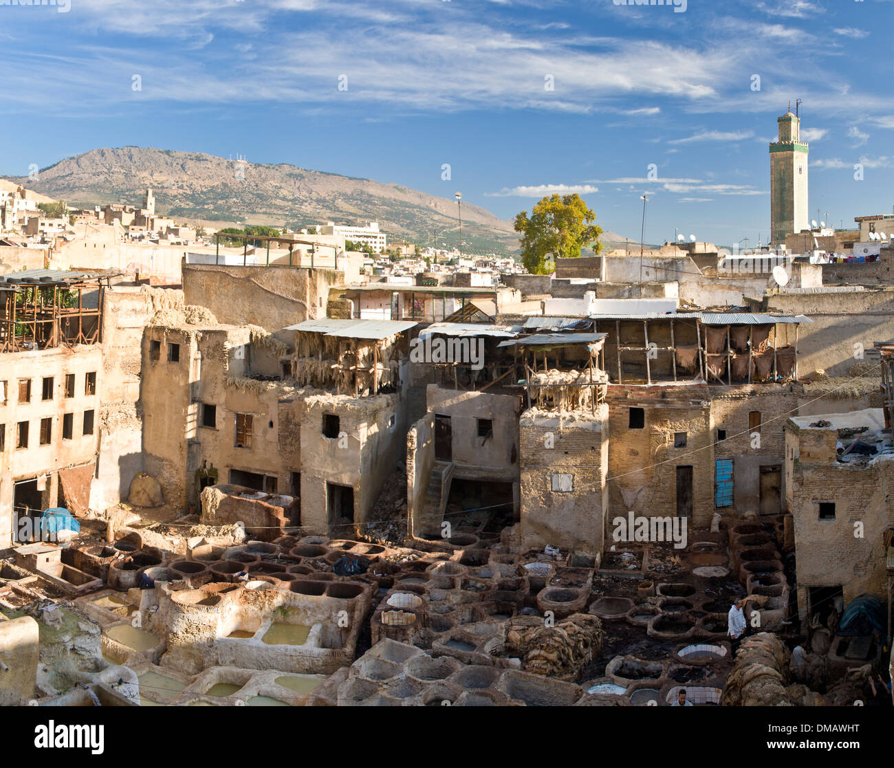 Concerie, Fes el-Bali, Marocco, Africa Foto Stock