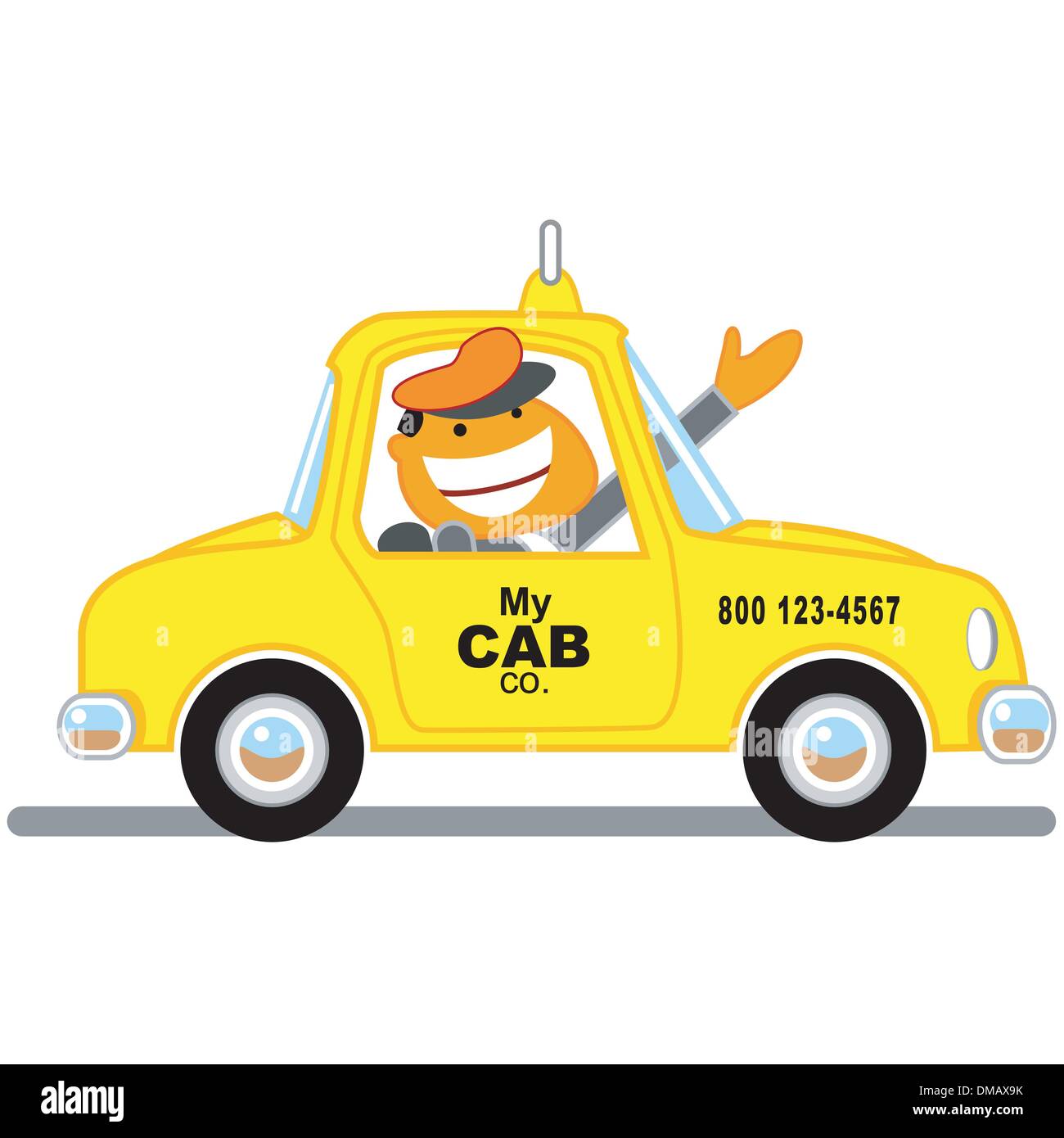 Taxi Driver Vector Cartoon Illustrazione Vettoriale