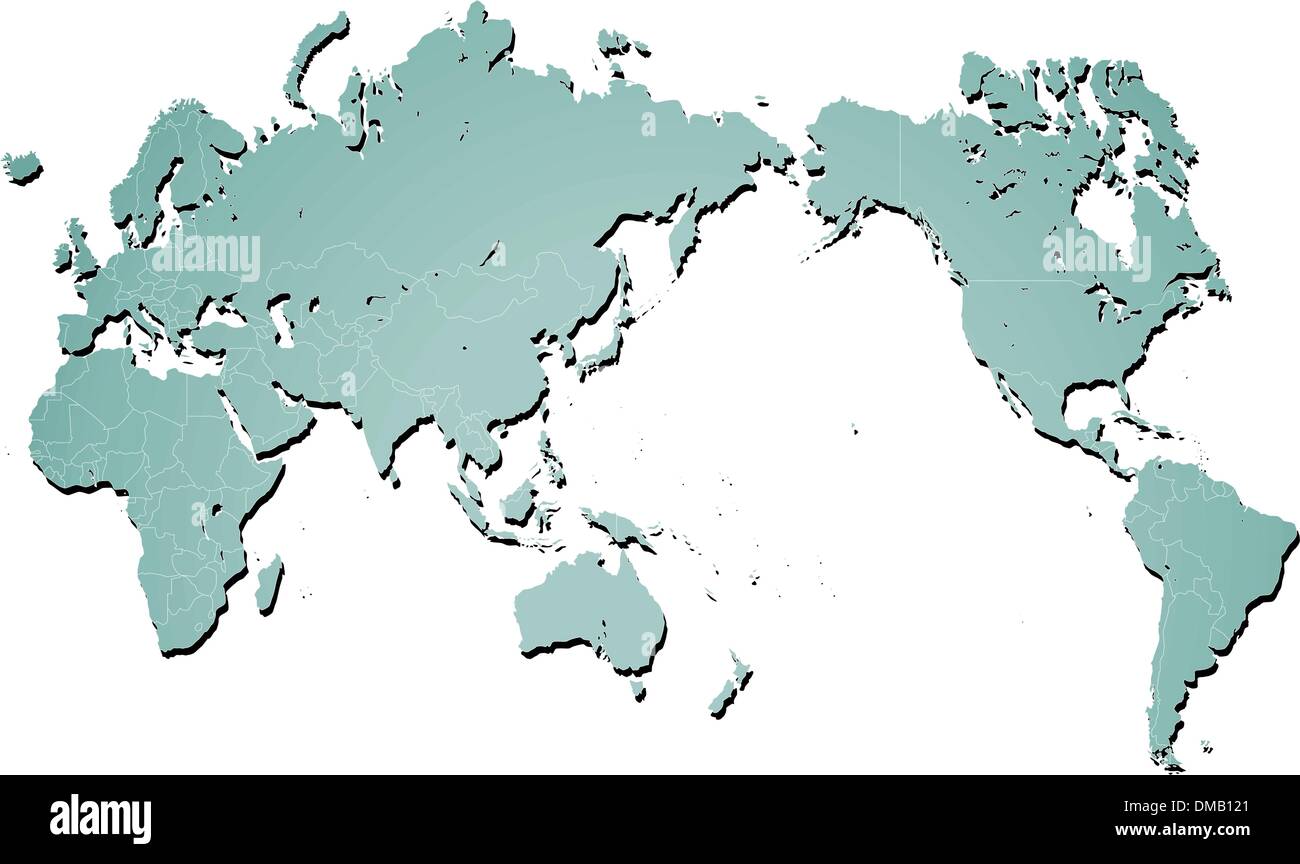 Mappa mondo illustrazione con ombre Illustrazione Vettoriale