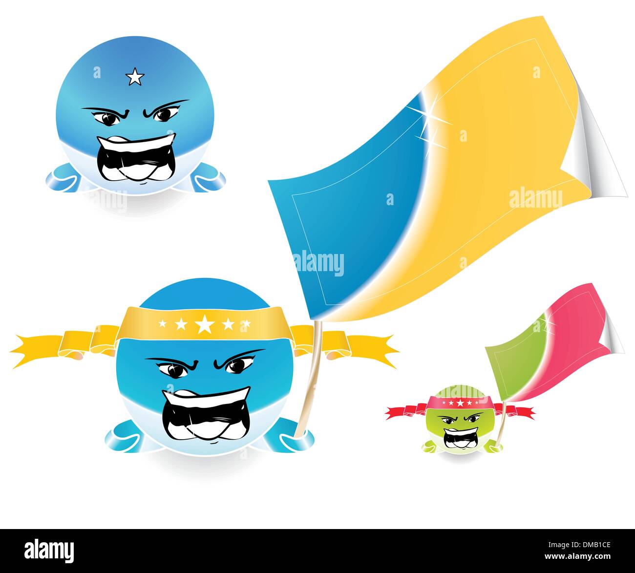 Smiley emoticon anime con retail bandiera o tag Illustrazione Vettoriale