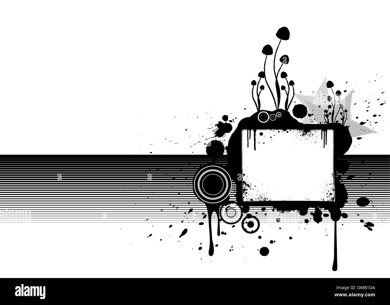 Moderno sfondo grunge con la centrale di bacheca in nero Illustrazione Vettoriale