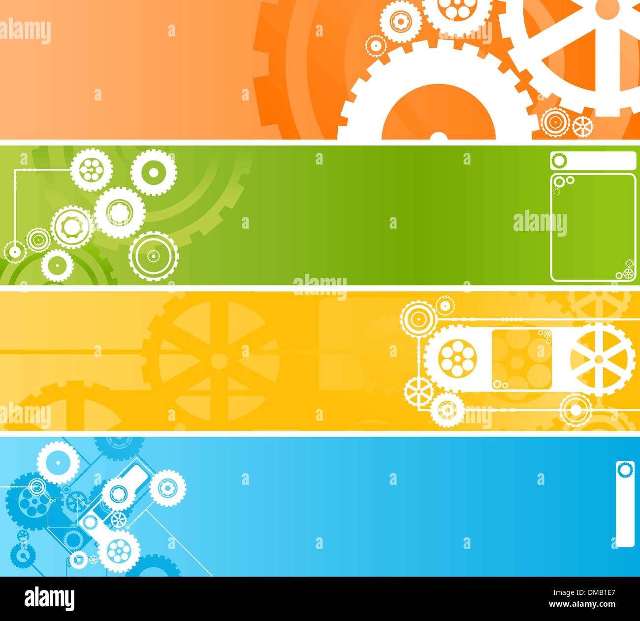 Set di tecnologica e industriale di orologeria banner Illustrazione Vettoriale