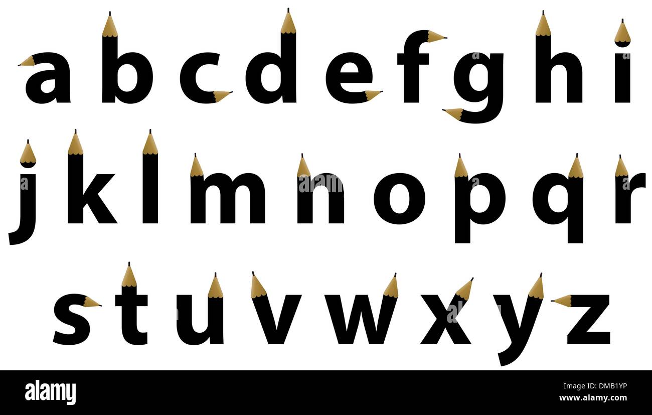 Alfabeto inglese lettere convertito in scrittura di disegno a matita di  shap Immagine e Vettoriale - Alamy
