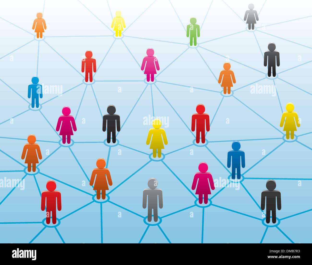 Simboli di uomini e donne nella rete aziendale Illustrazione Vettoriale