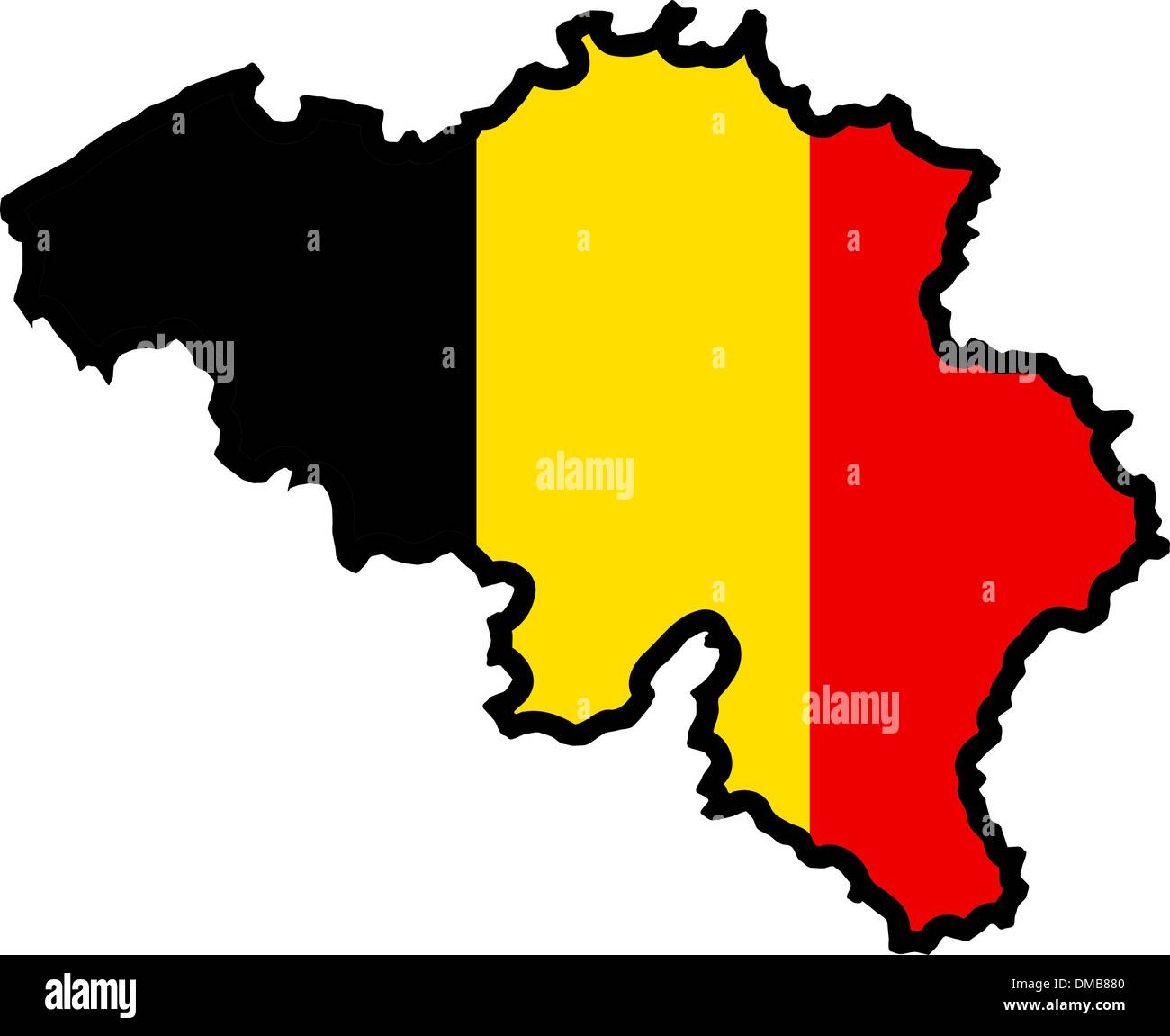 Illustrazione della bandiera nella mappa del Belgio Illustrazione Vettoriale