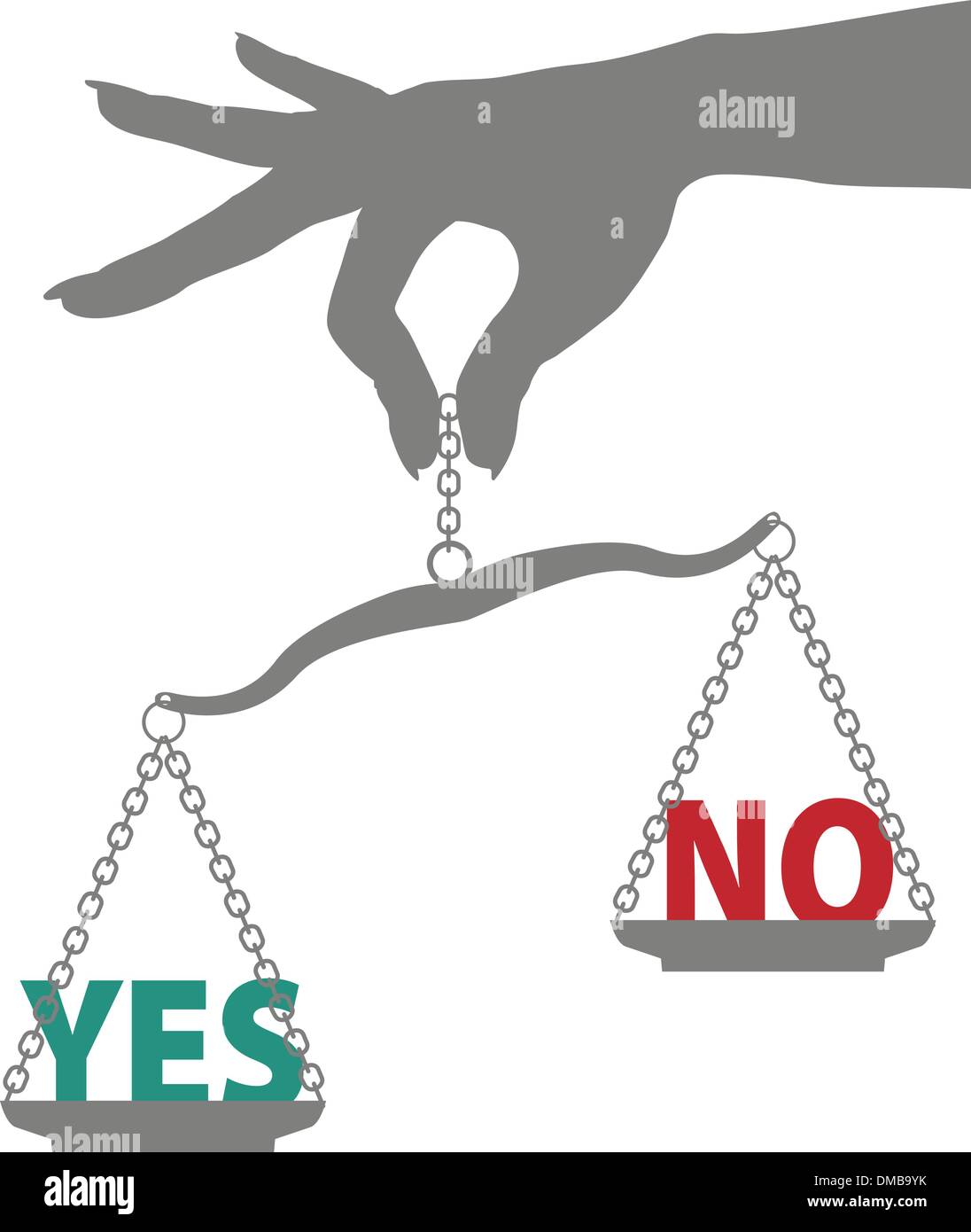 Persona mano pesa sì nessuna risposta su scala Illustrazione Vettoriale
