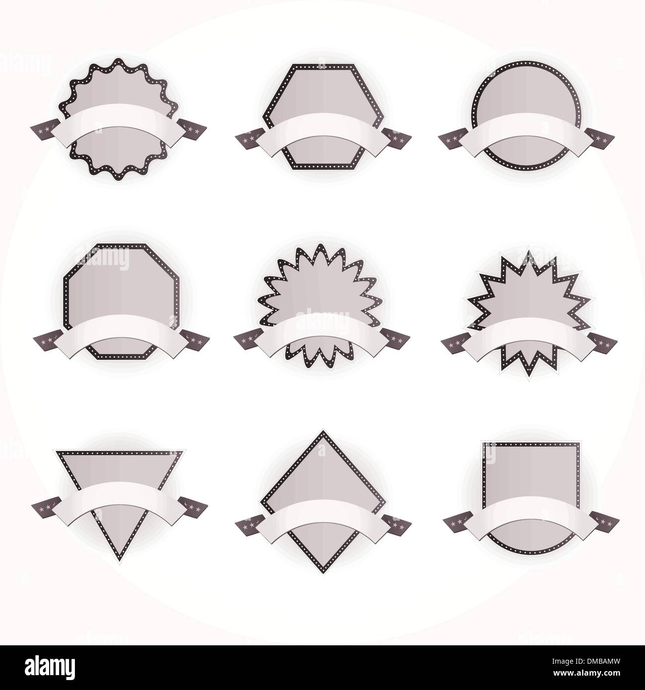 Impostare il vettore banner nastro vettore set etichette a nastro con retro vintage design Illustrazione Vettoriale