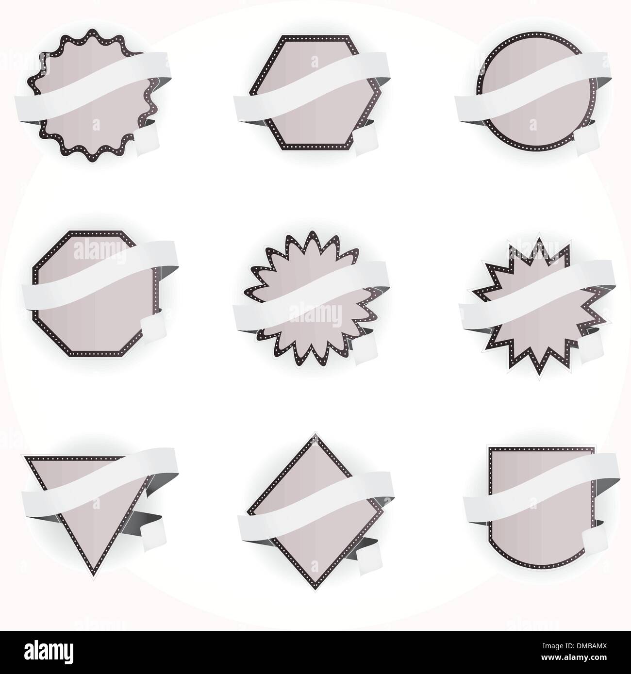 Impostare il vettore banner nastro vettore set etichette a nastro con retro vintage design Illustrazione Vettoriale