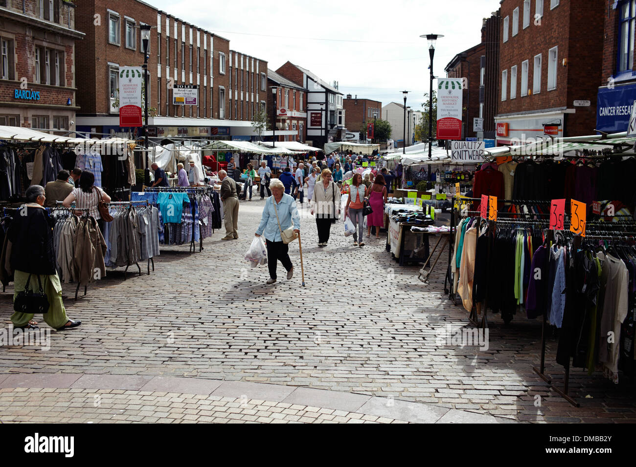 Giorno di mercato a Ormskirk Lancashire Foto Stock