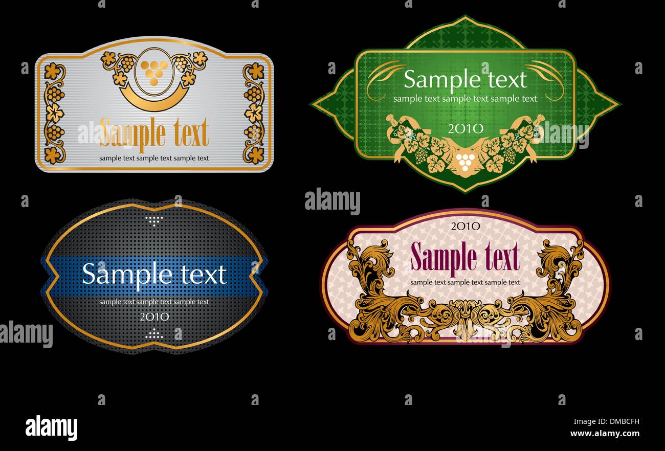 Vintage vino set di etichette Illustrazione Vettoriale