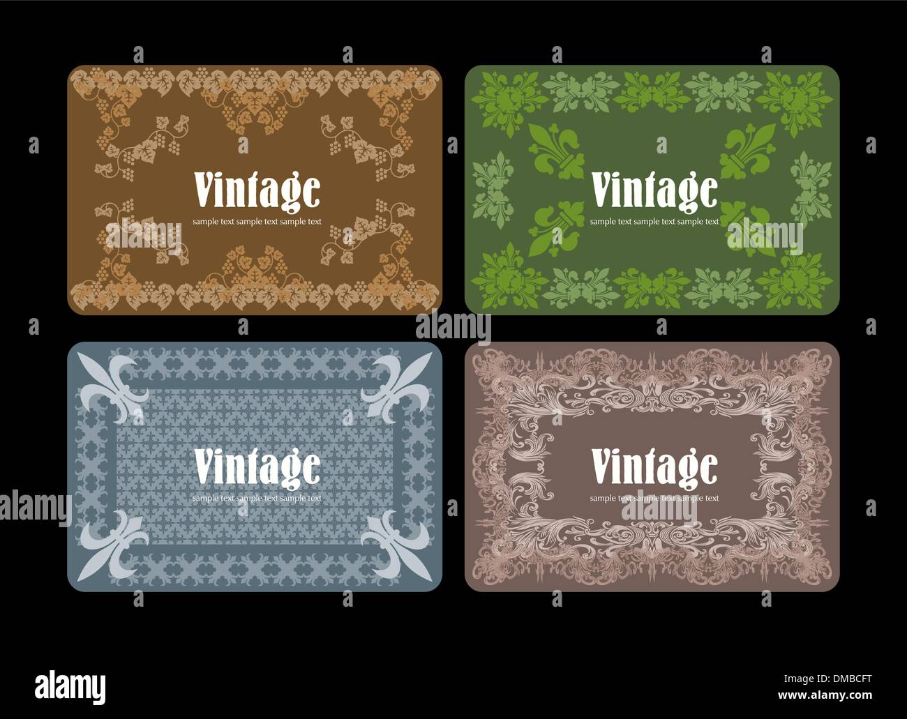 Vintage vino set di etichette Illustrazione Vettoriale