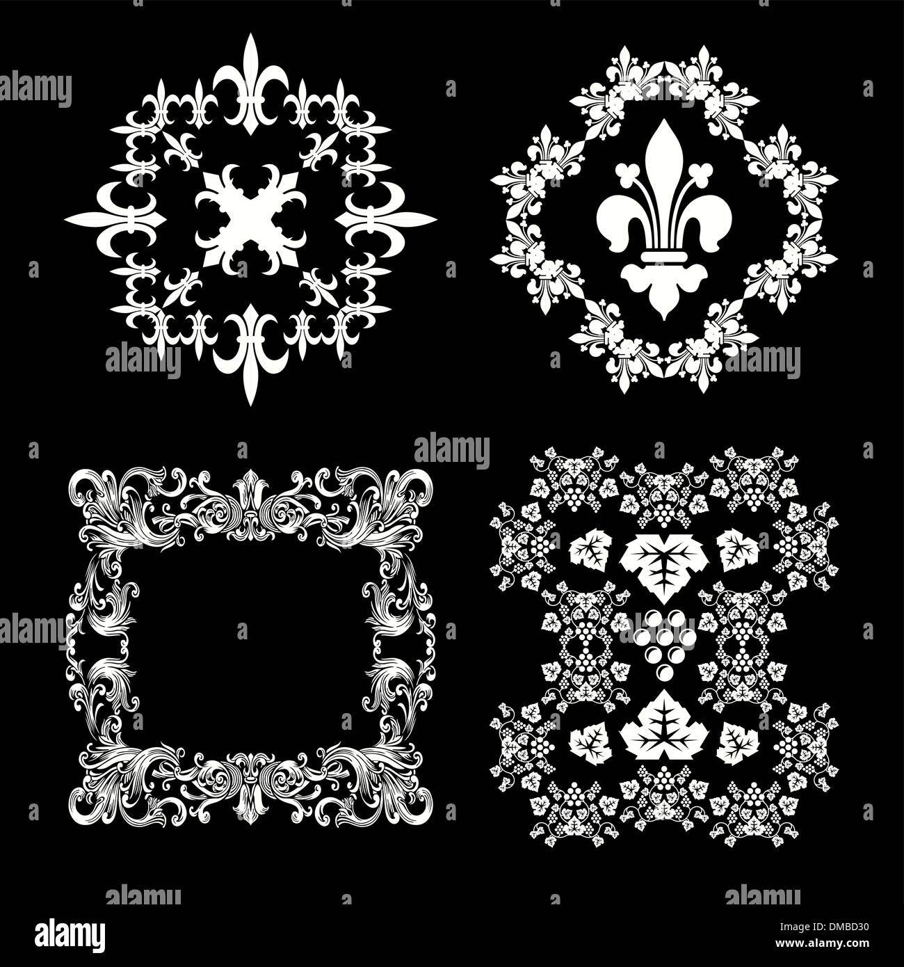 Etichette di vino ornamenti di decorazione Illustrazione Vettoriale