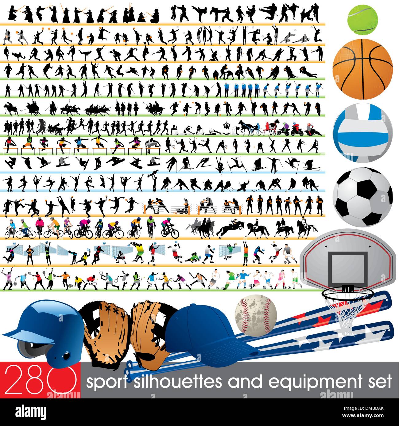 280 Sport e Attrezzature sagome impostato Illustrazione Vettoriale