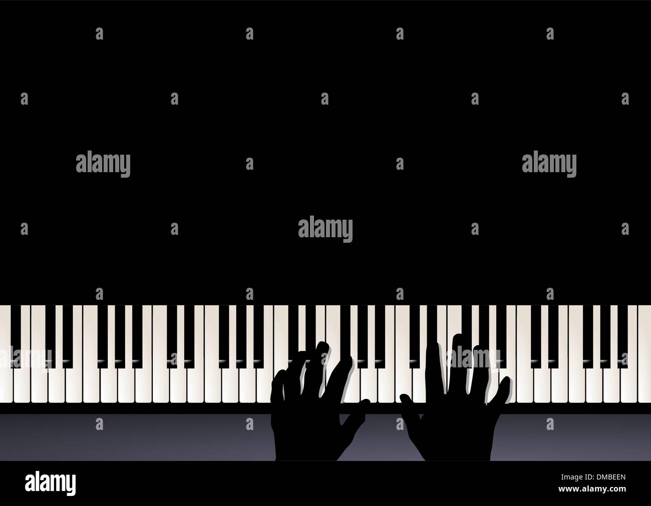 Gioco di pianoforte, due mani di riproduzione di musica Illustrazione Vettoriale