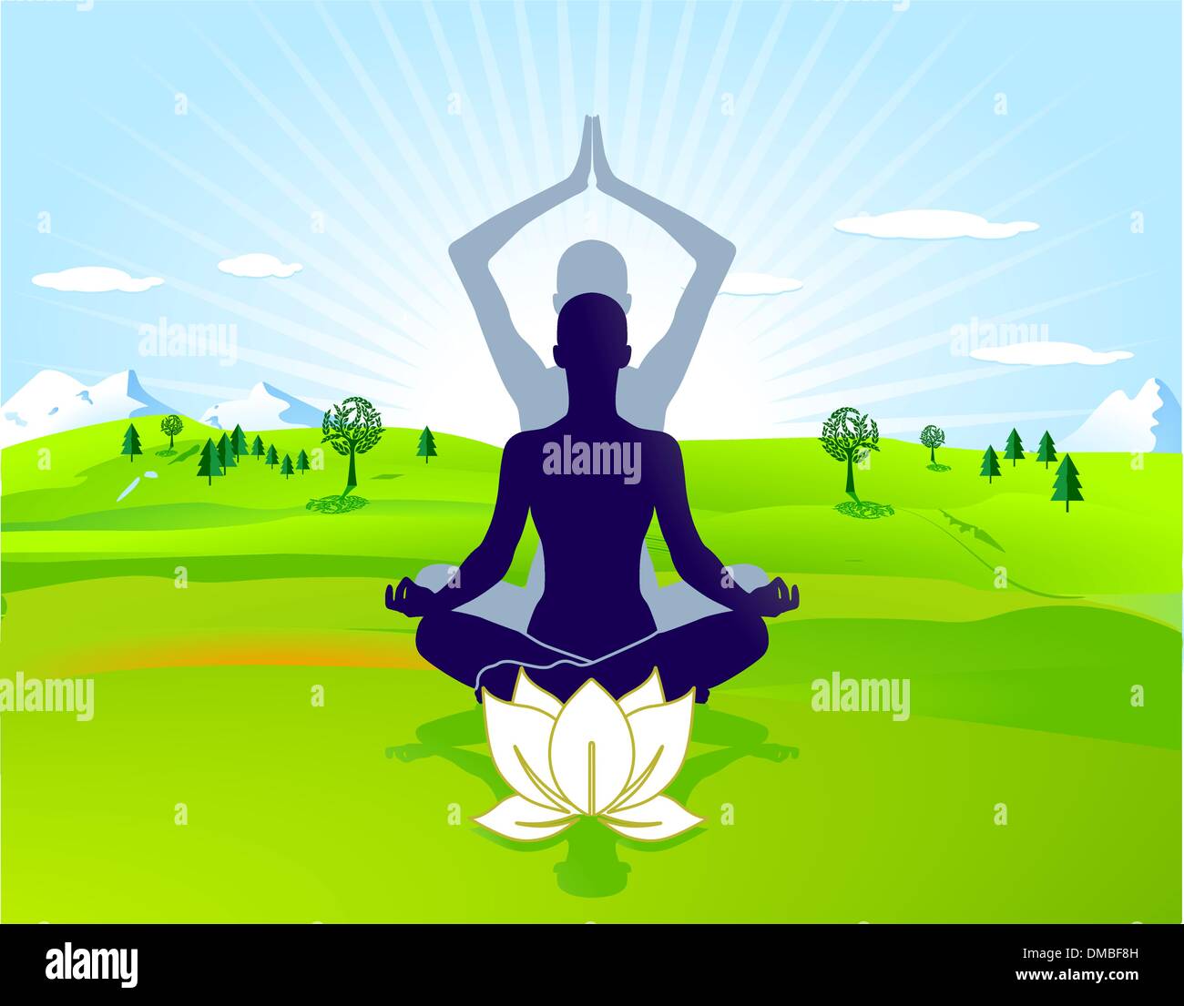 Yoga Yoga outdoor tempo libero Illustrazione Vettoriale