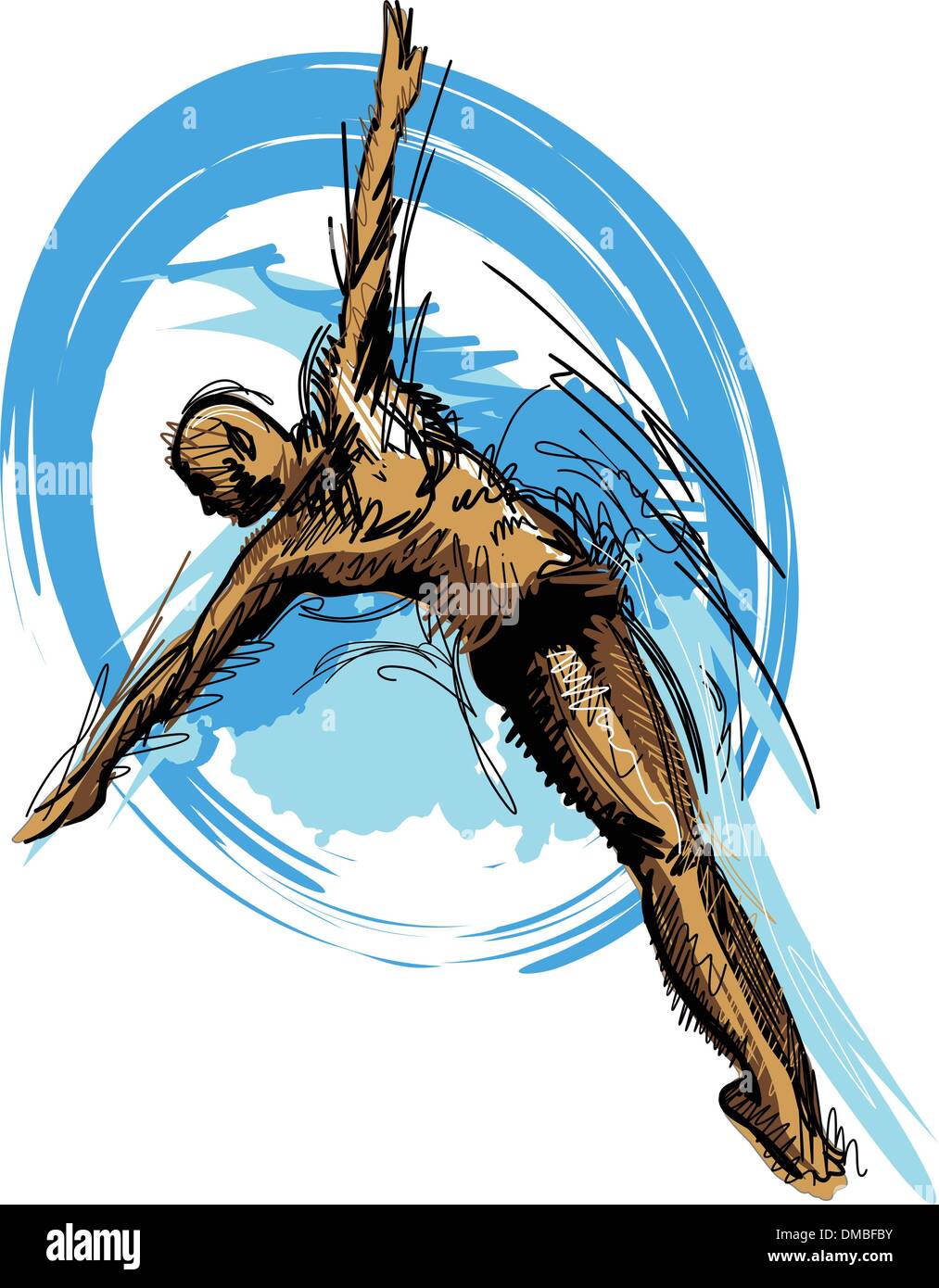 Nuoto immersioni disegno vettoriale Silhouette Illustrazione Vettoriale