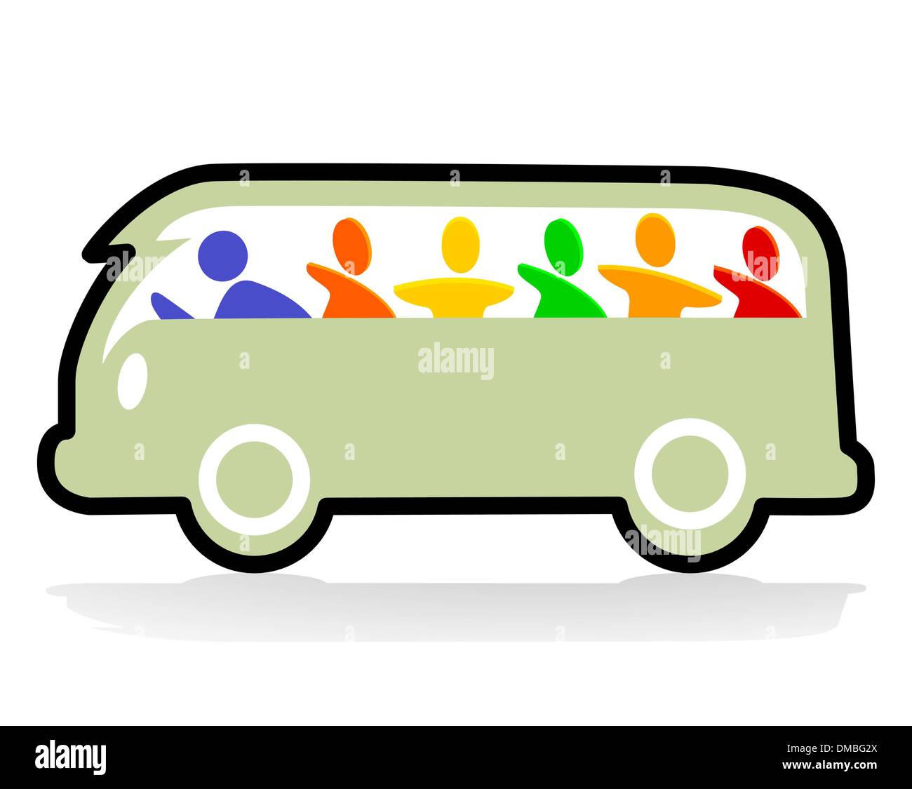 Happy bus hippie Illustrazione Vettoriale