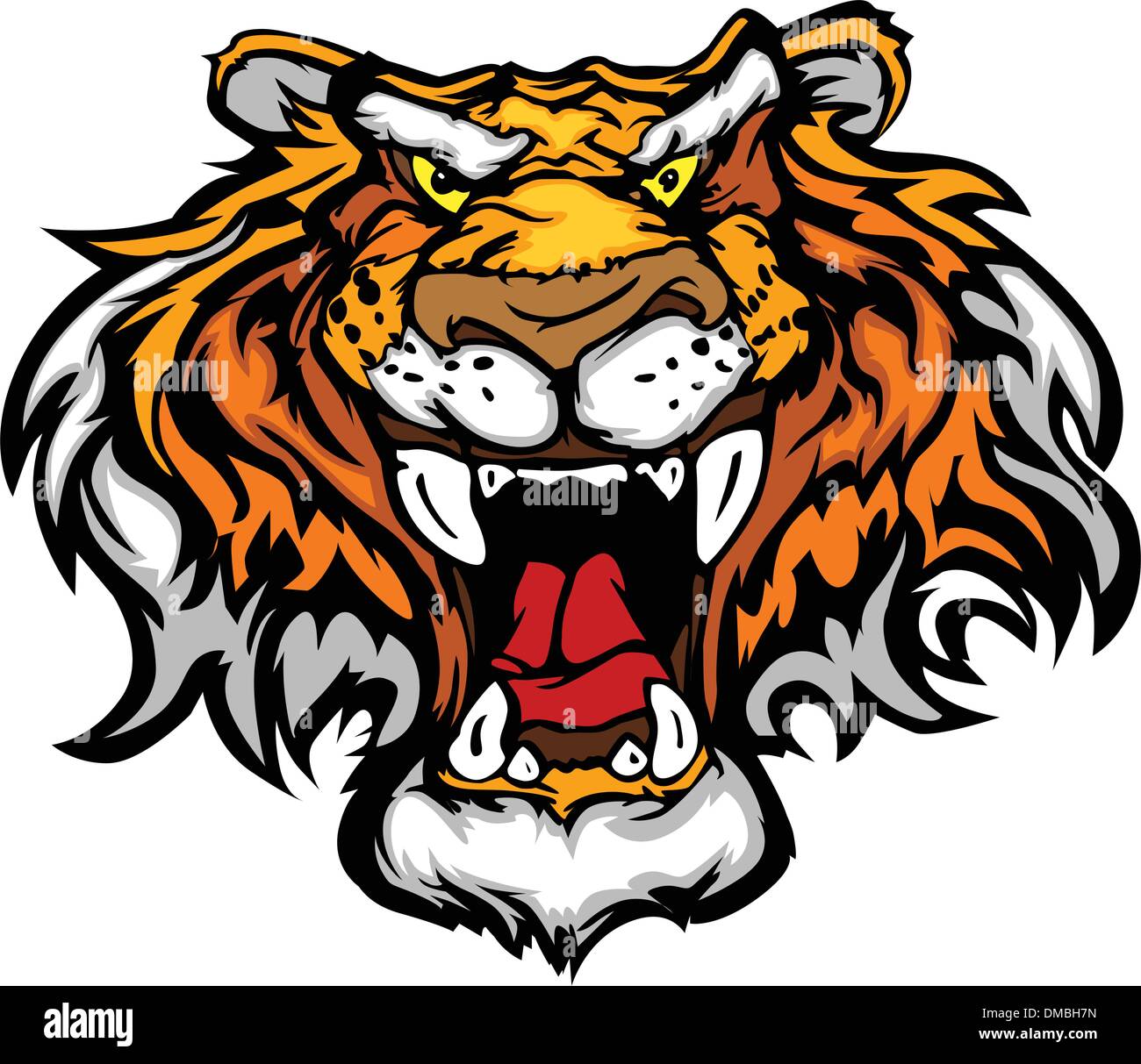 Cartoon Tiger Mascot testa illustrazione vettoriale Illustrazione Vettoriale