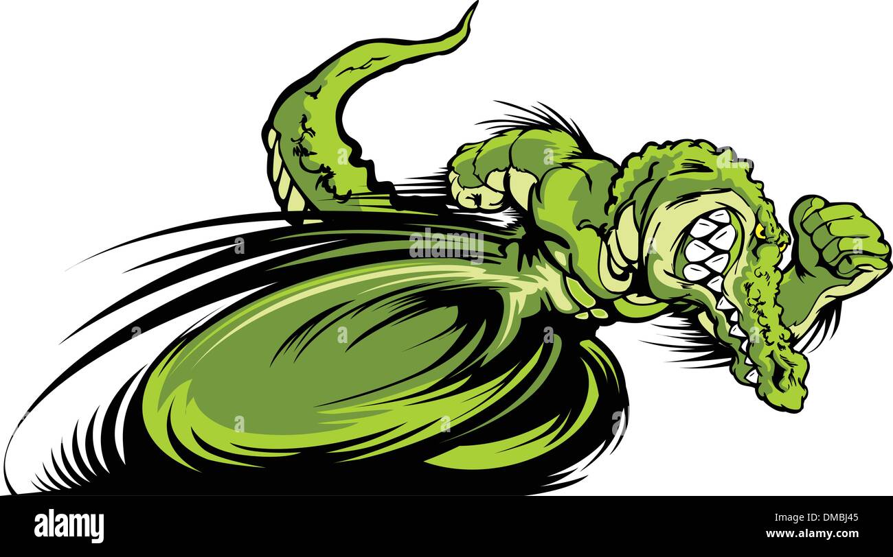 Gator Racing o Croc mascotte Graphic immagine vettoriale Illustrazione Vettoriale