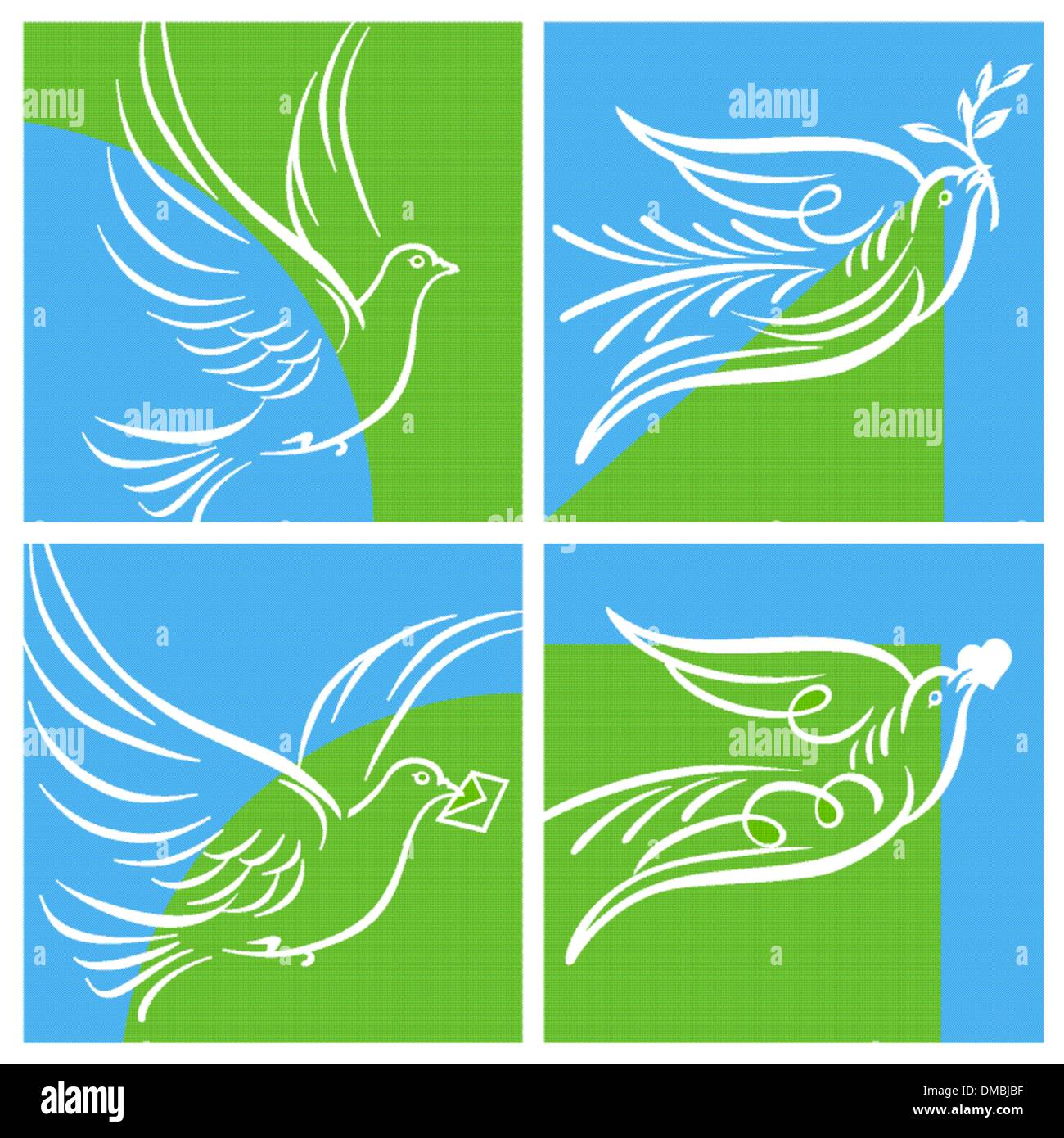 quattro piccioni Illustrazione Vettoriale