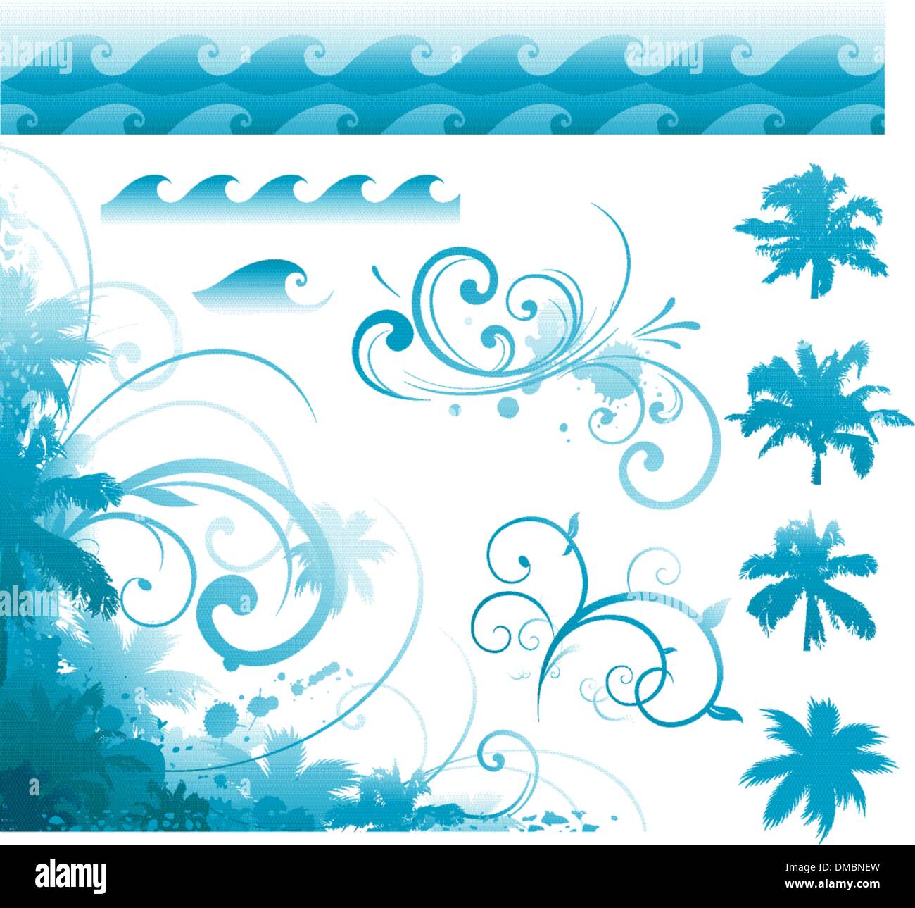 Elementi tropicali design Illustrazione Vettoriale